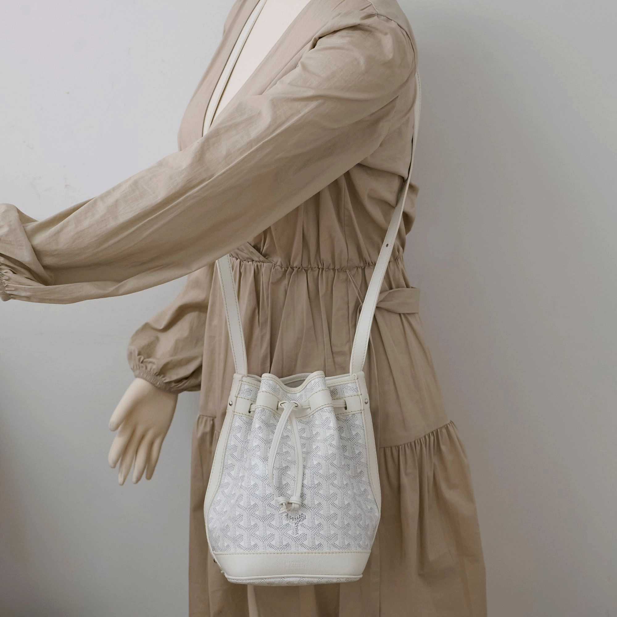 Goyard Petite Flot Bucket Bag White