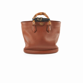 Gucci Diana Leather Tote Tan Brown