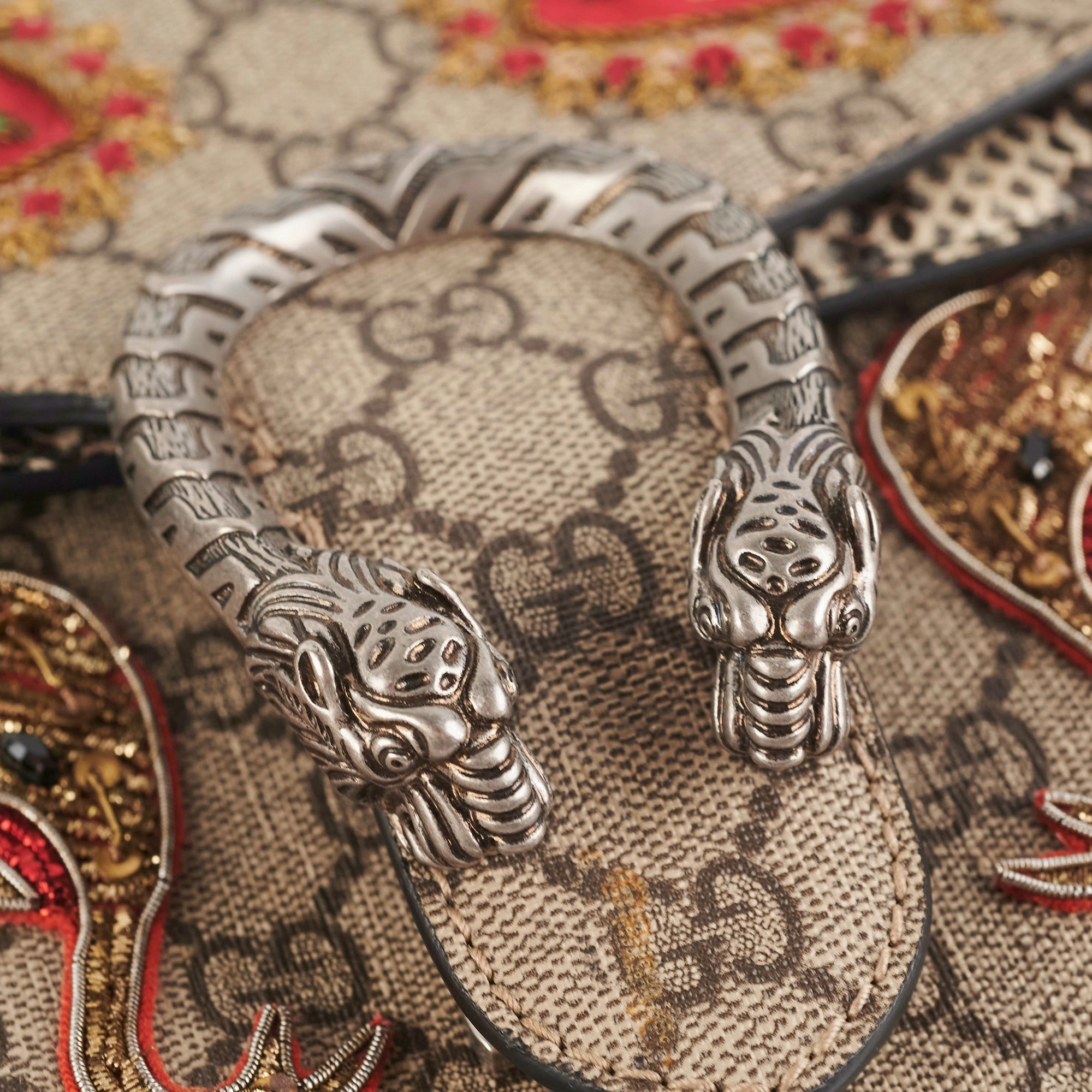 Gucci Dionysus Small Monogram Python with Embellished Elephant Patches