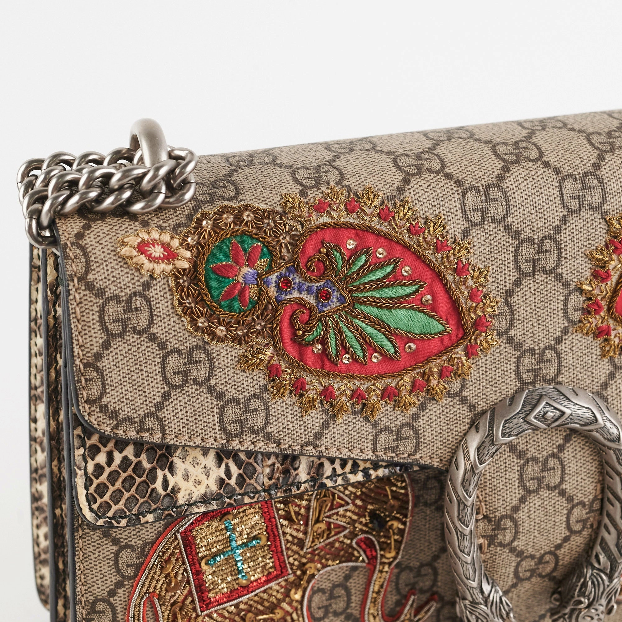 Gucci Dionysus Small Monogram Python with Embellished Elephant Patches