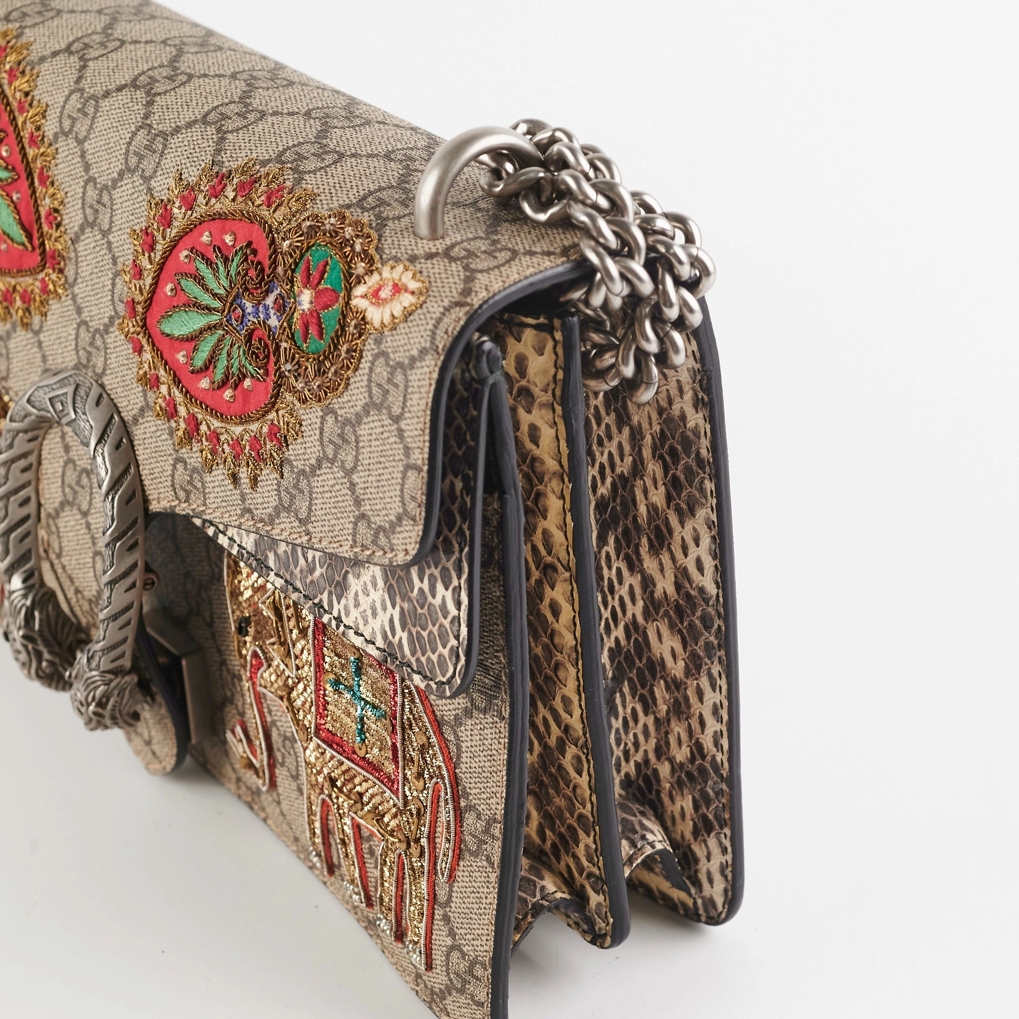 Gucci Dionysus Small Monogram Python with Embellished Elephant Patches