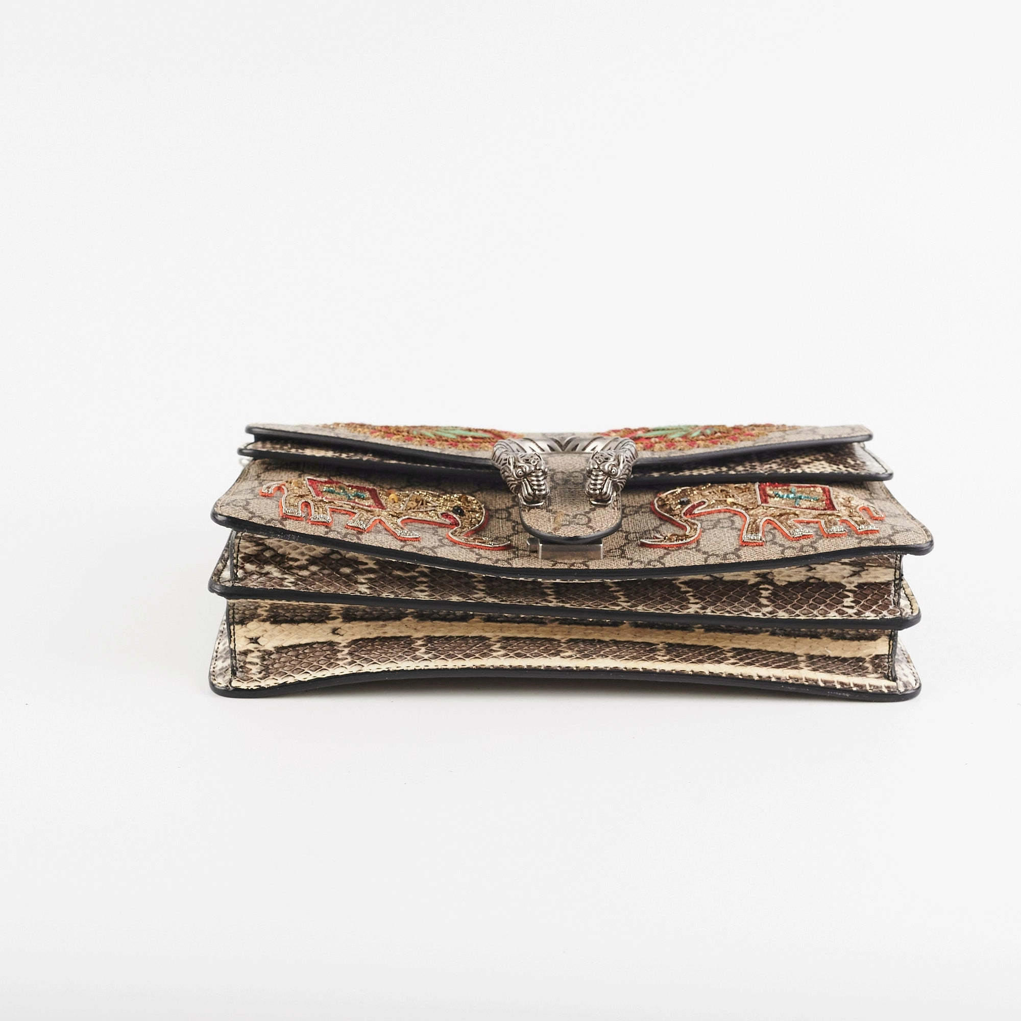 Gucci Dionysus Small Monogram Python with Embellished Elephant Patches