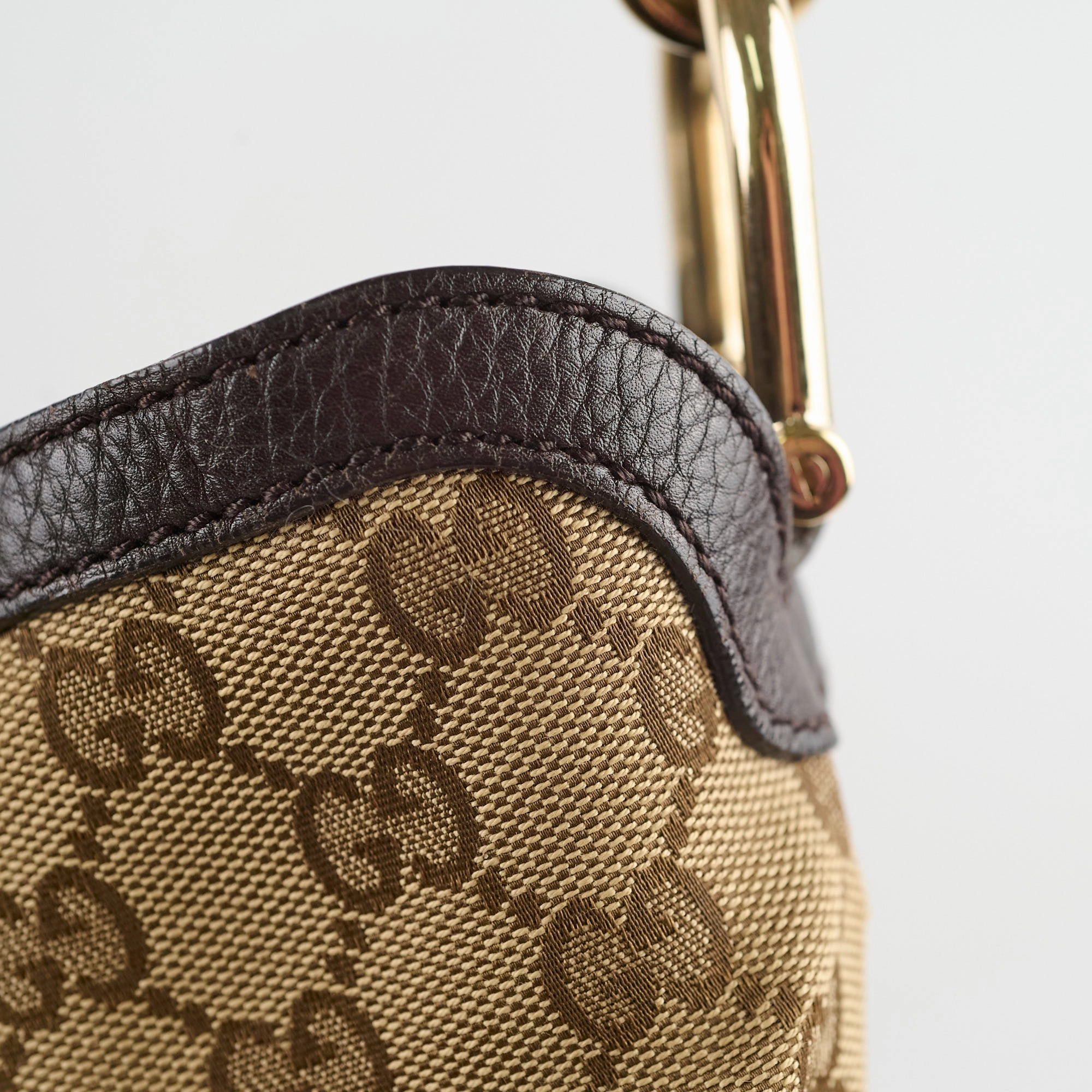 Gucci GG Canvas Bamboo Shoulder Bag Brown