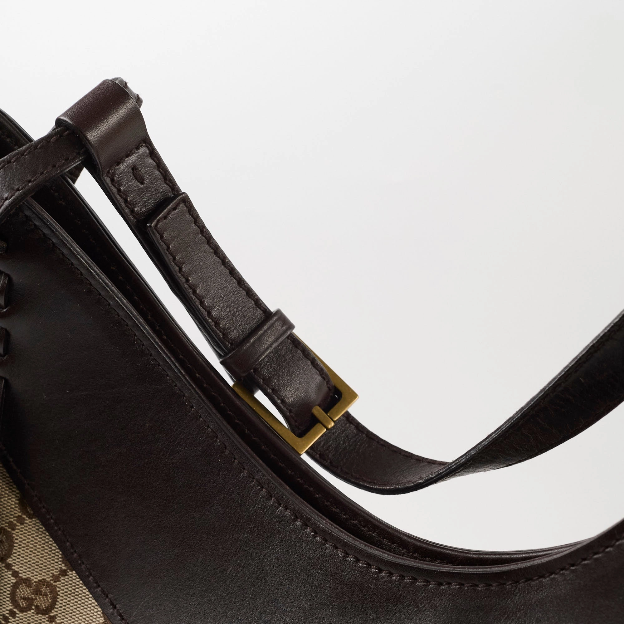 Gucci GG Canvas Half Moon Bag Brown