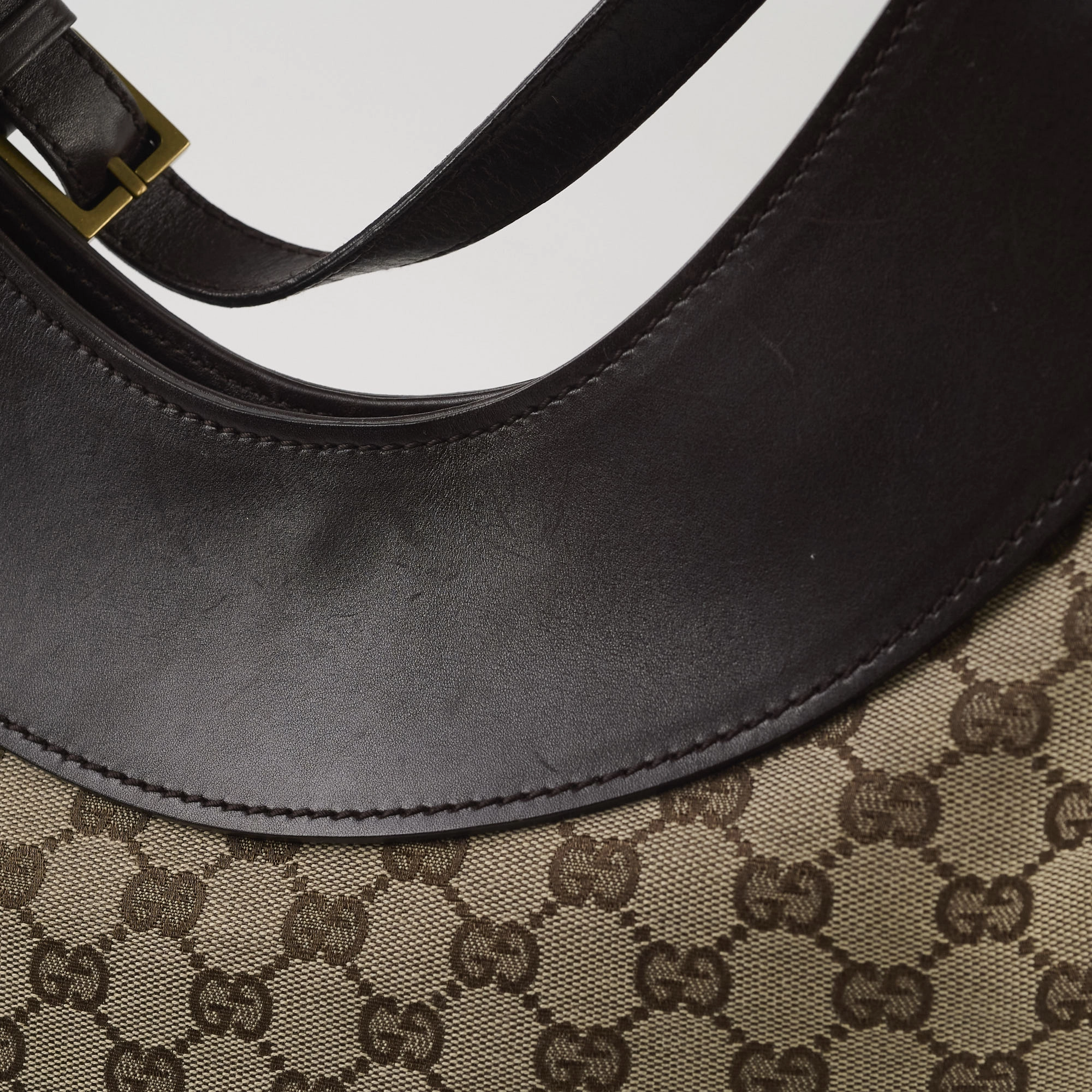 Gucci GG Canvas Half Moon Bag Brown