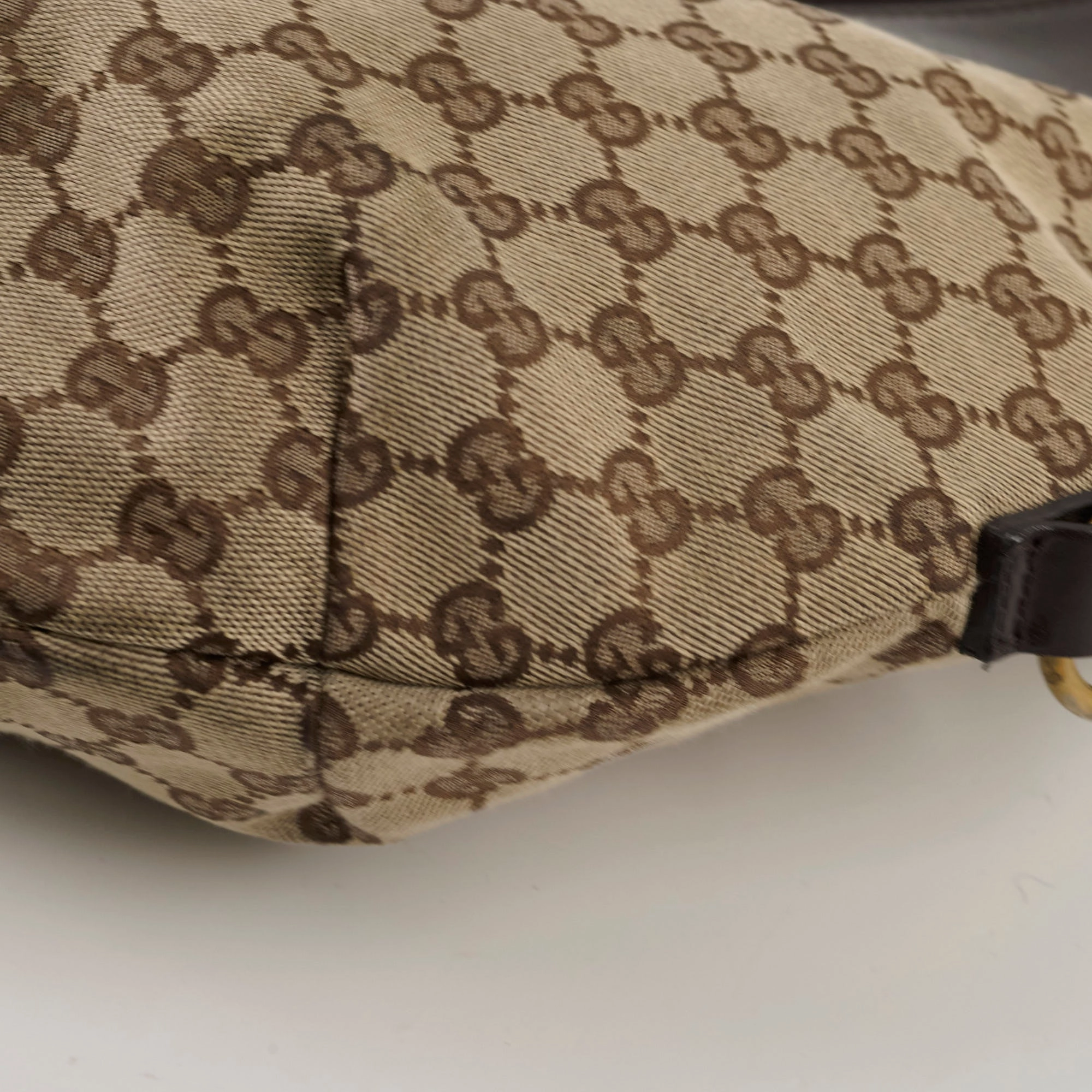 Gucci GG Canvas Half Moon Bag Brown