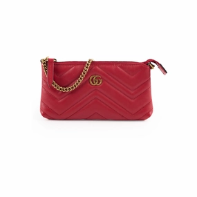 Gucci GG loge Pouch With Chain Red