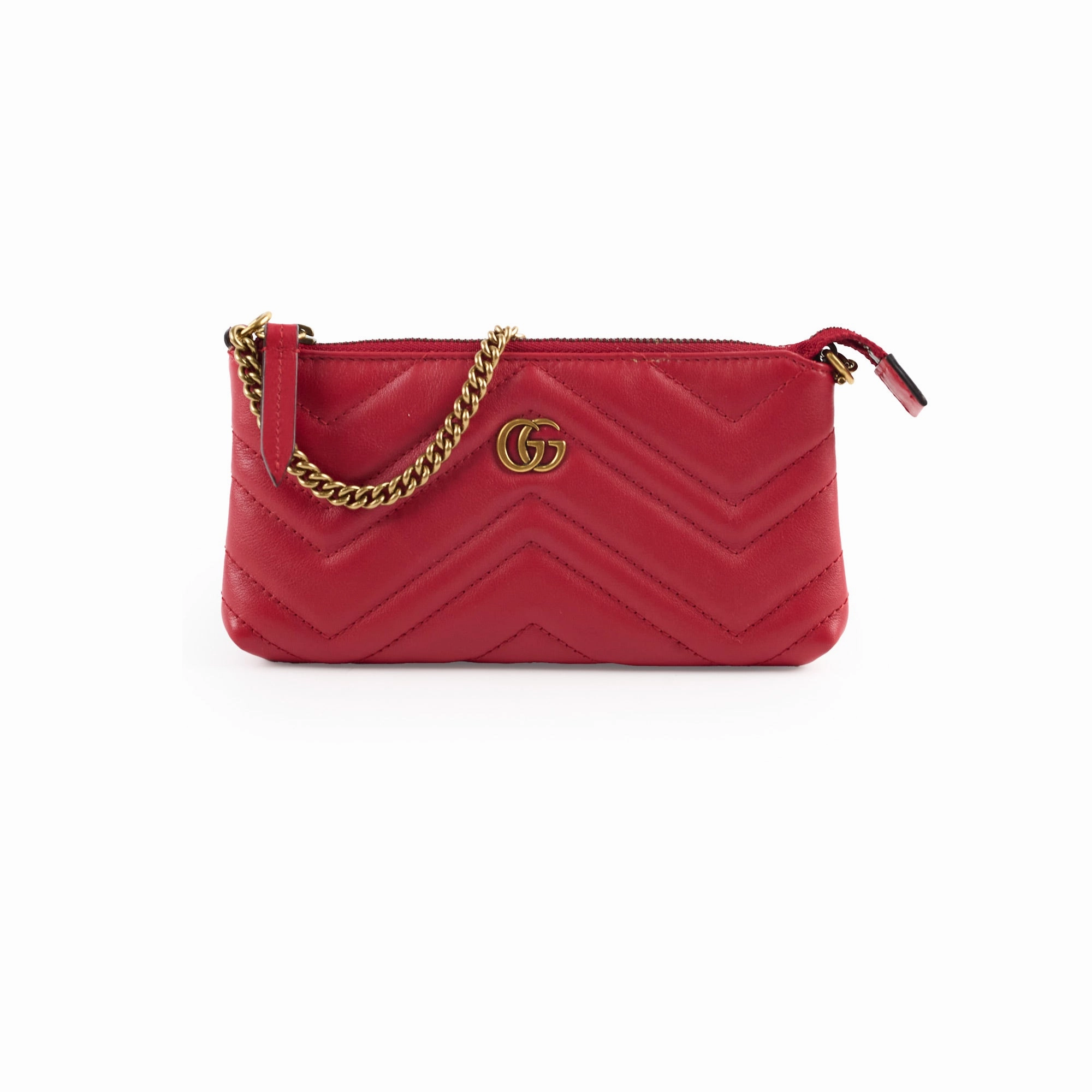 Gucci GG loge Pouch With Chain Red