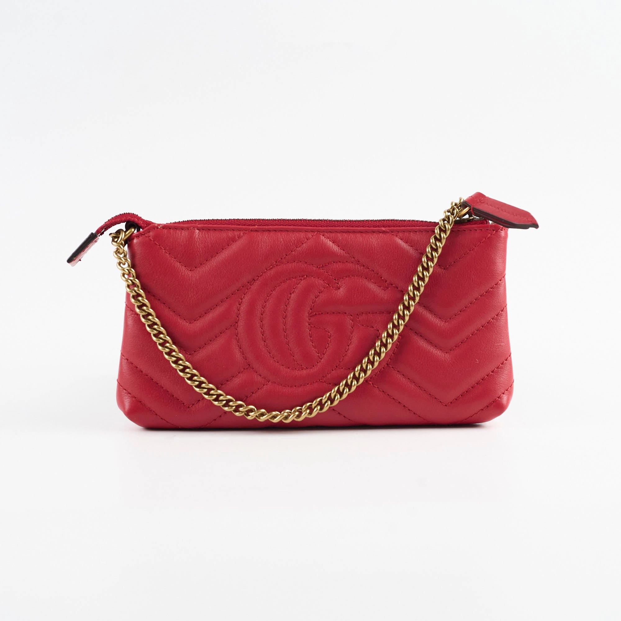 Gucci GG loge Pouch With Chain Red