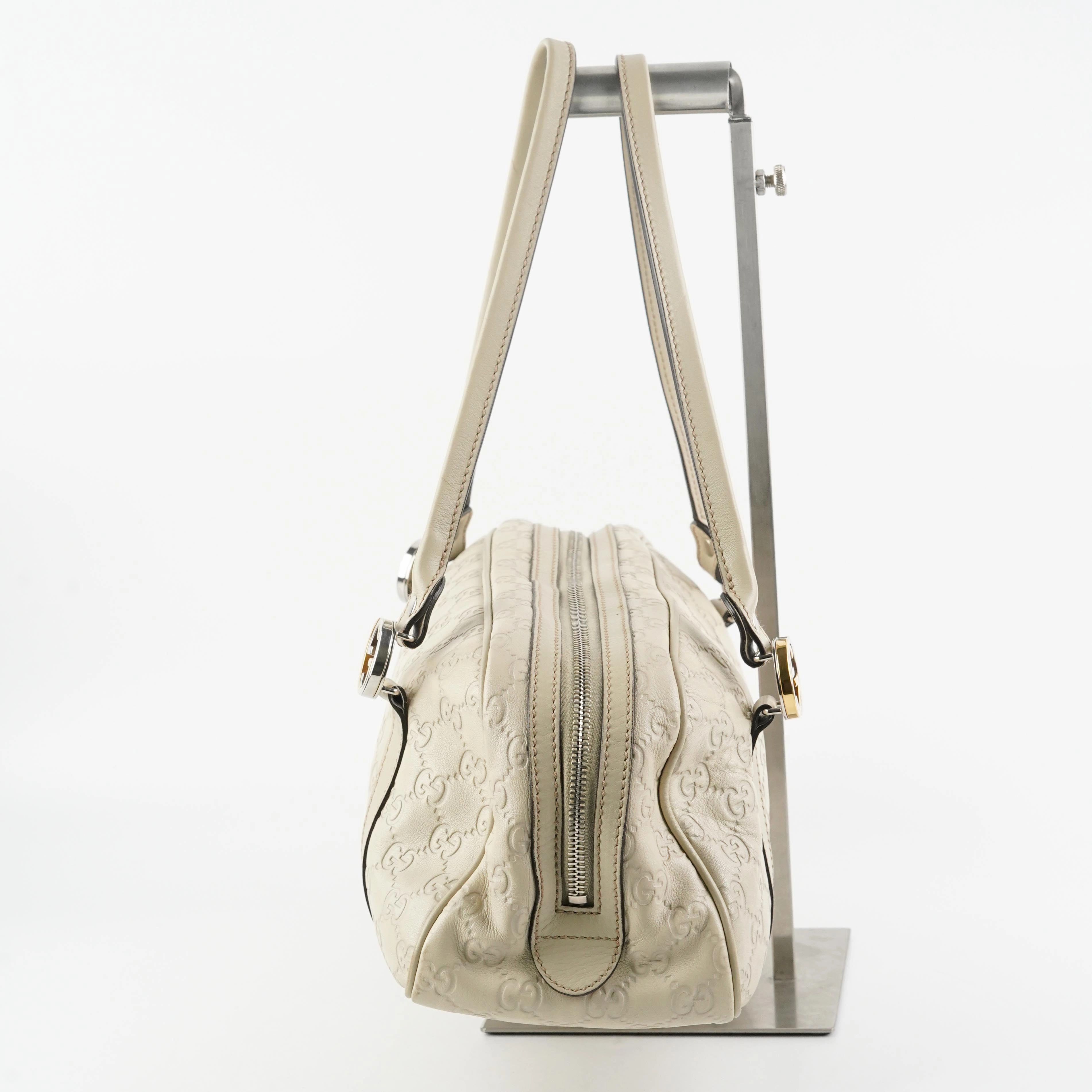 Gucci Guccissima Twin Shoulder Bag Off-White