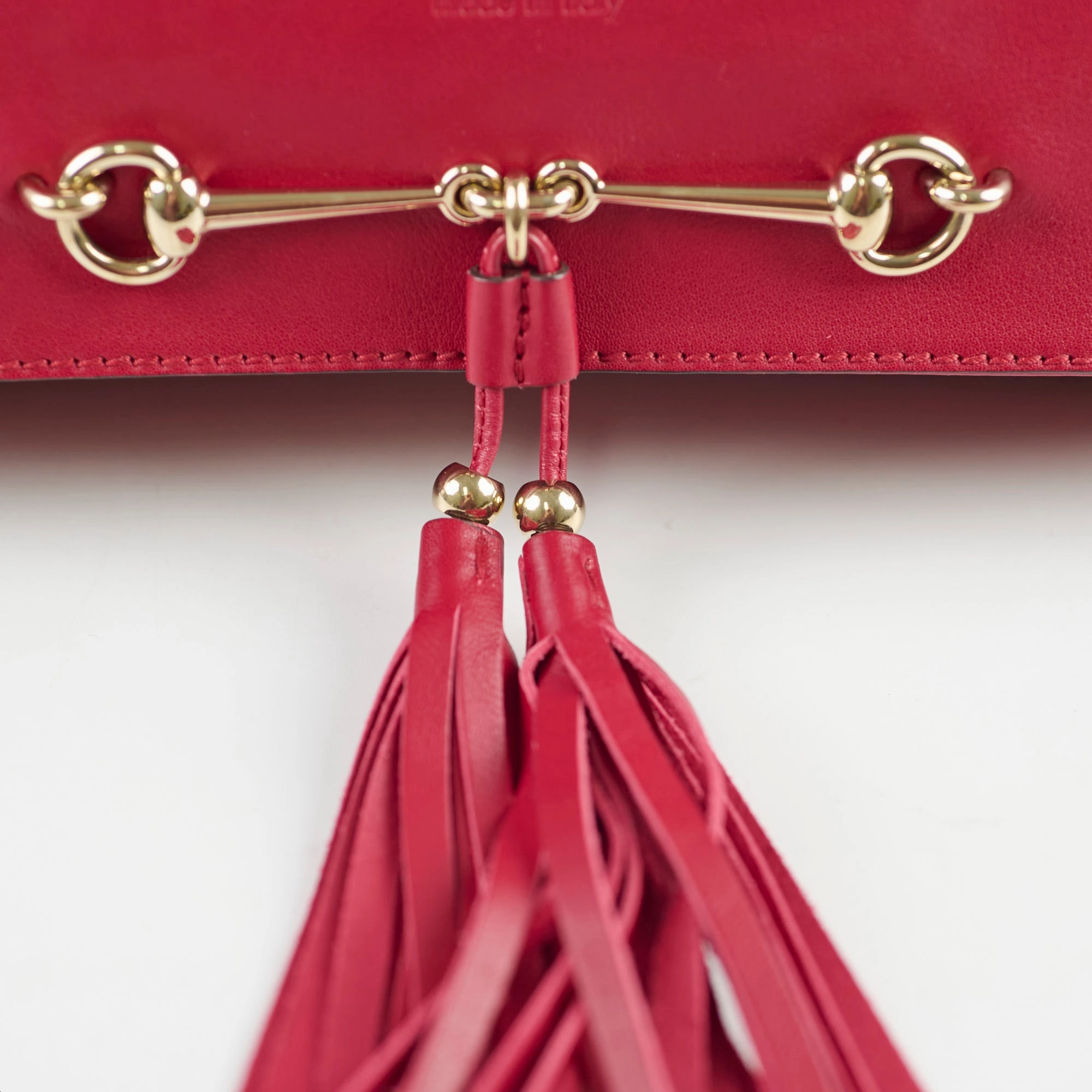 Gucci Leather Tassle Clutch Red