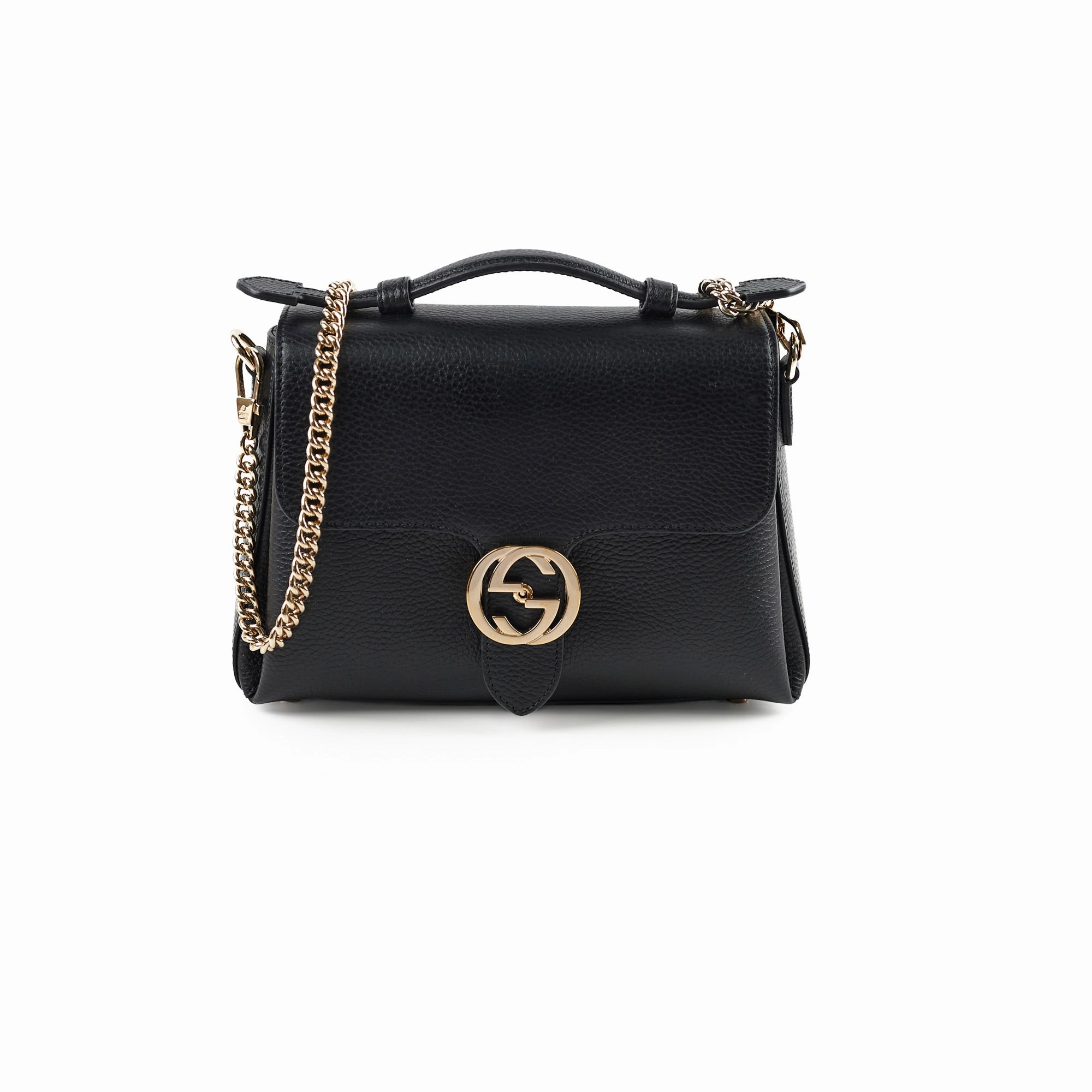 Gucci Leather Top Handle Bag Black