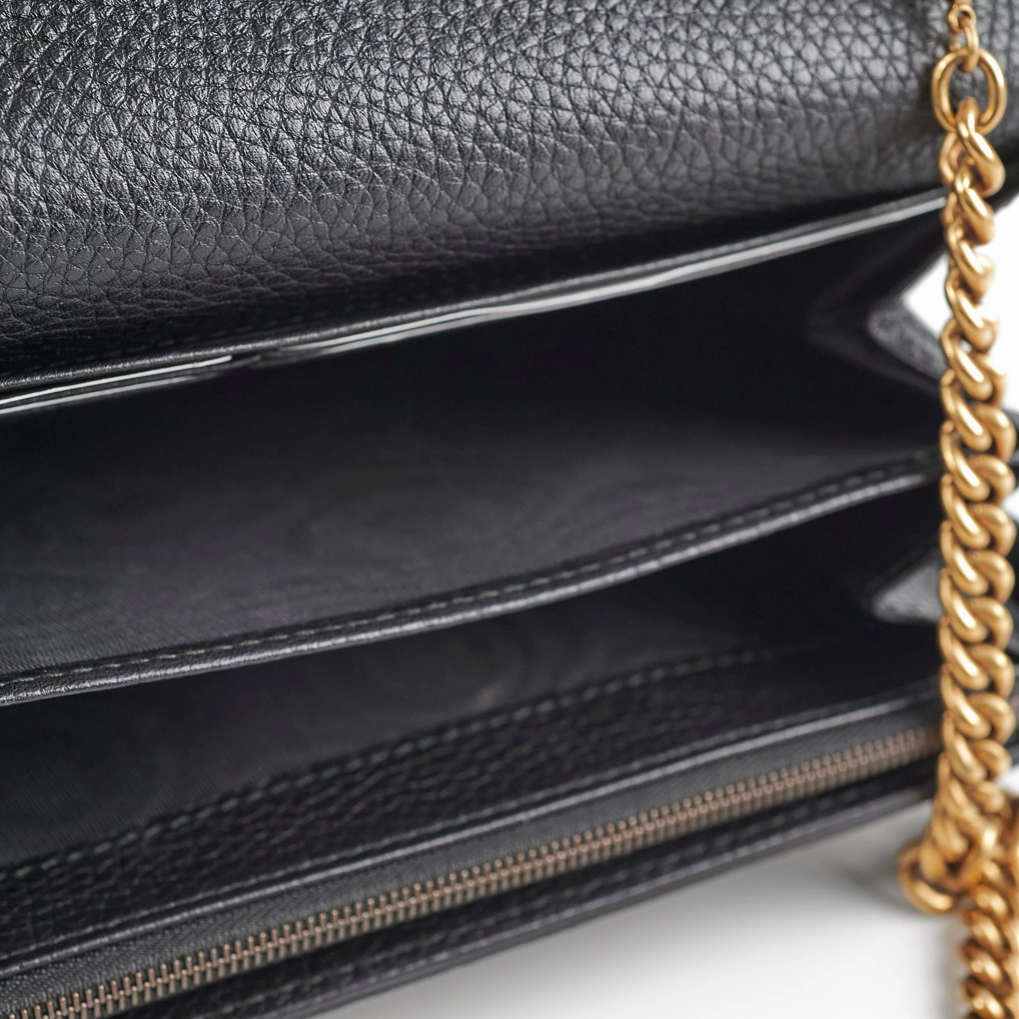 Gucci Marmont Black Leather Wallet On Chain WOC