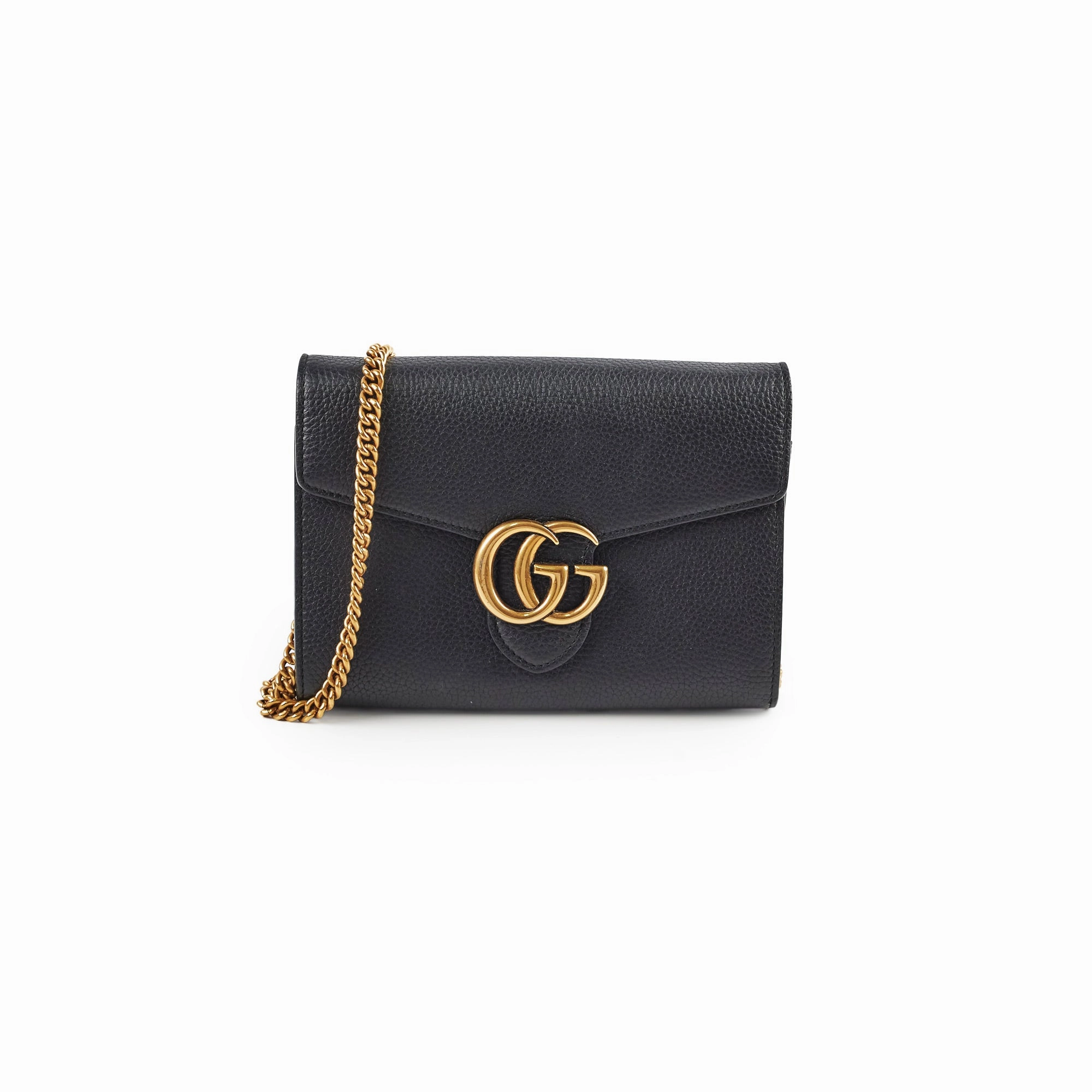 Gucci Marmont Black Leather Wallet On Chain WOC