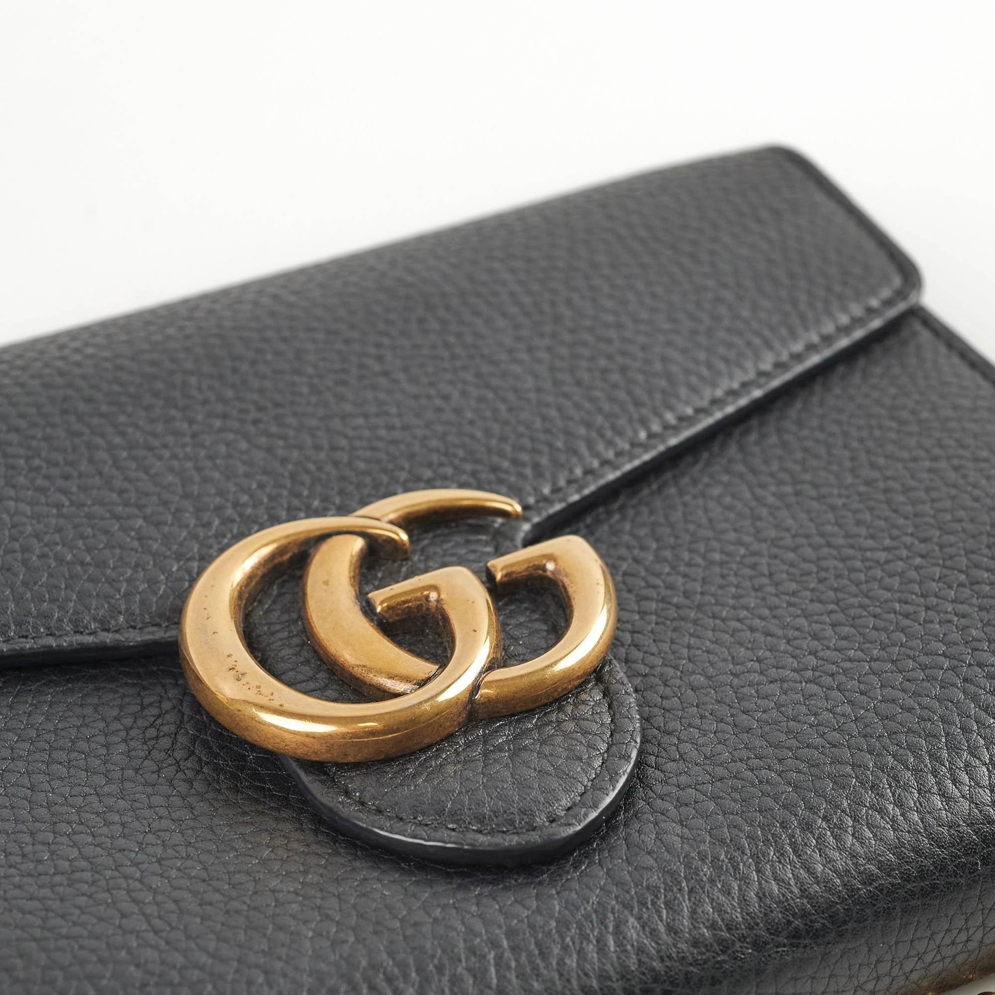 Gucci Marmont Black Leather Wallet On Chain WOC
