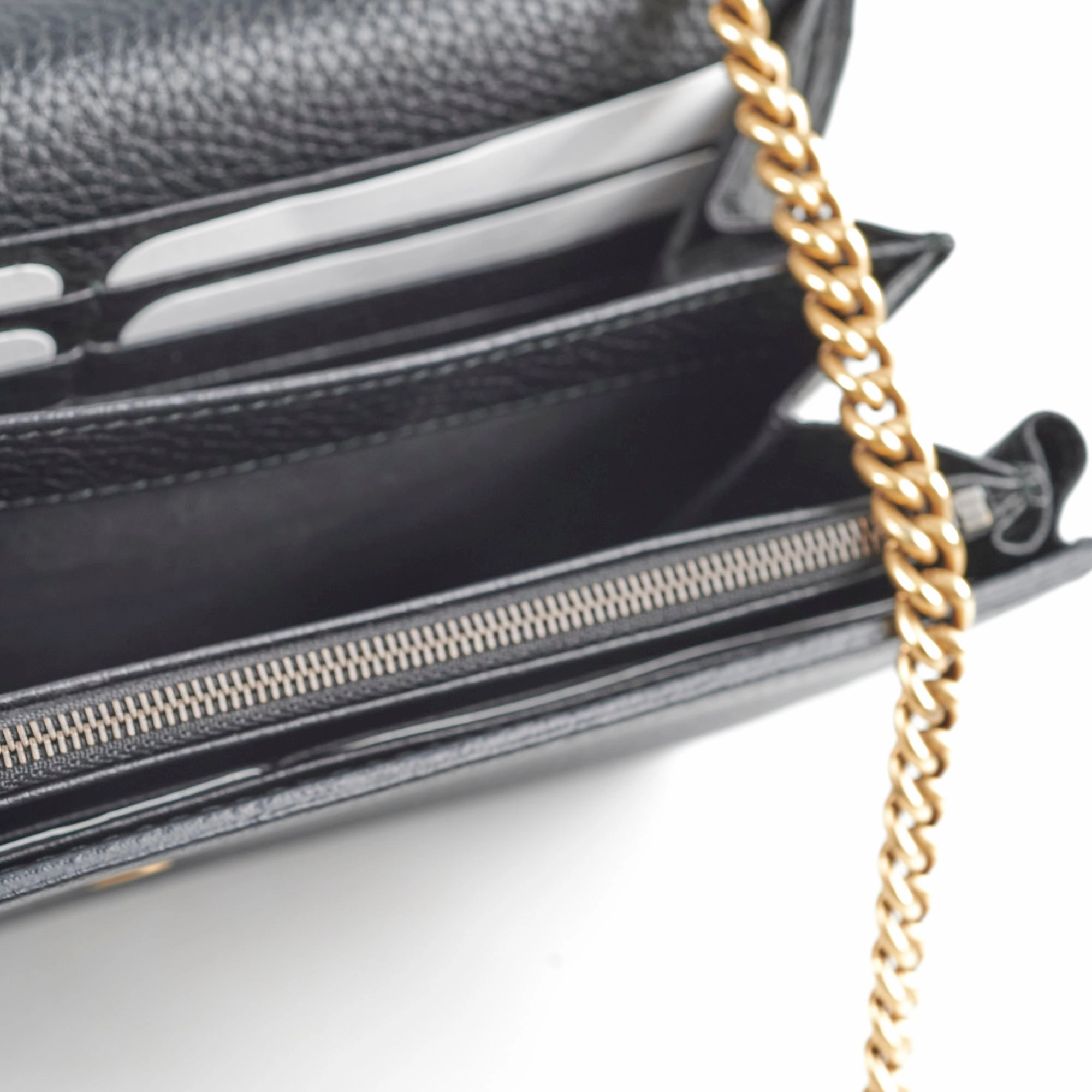 Gucci Marmont Black Leather Wallet On Chain WOC