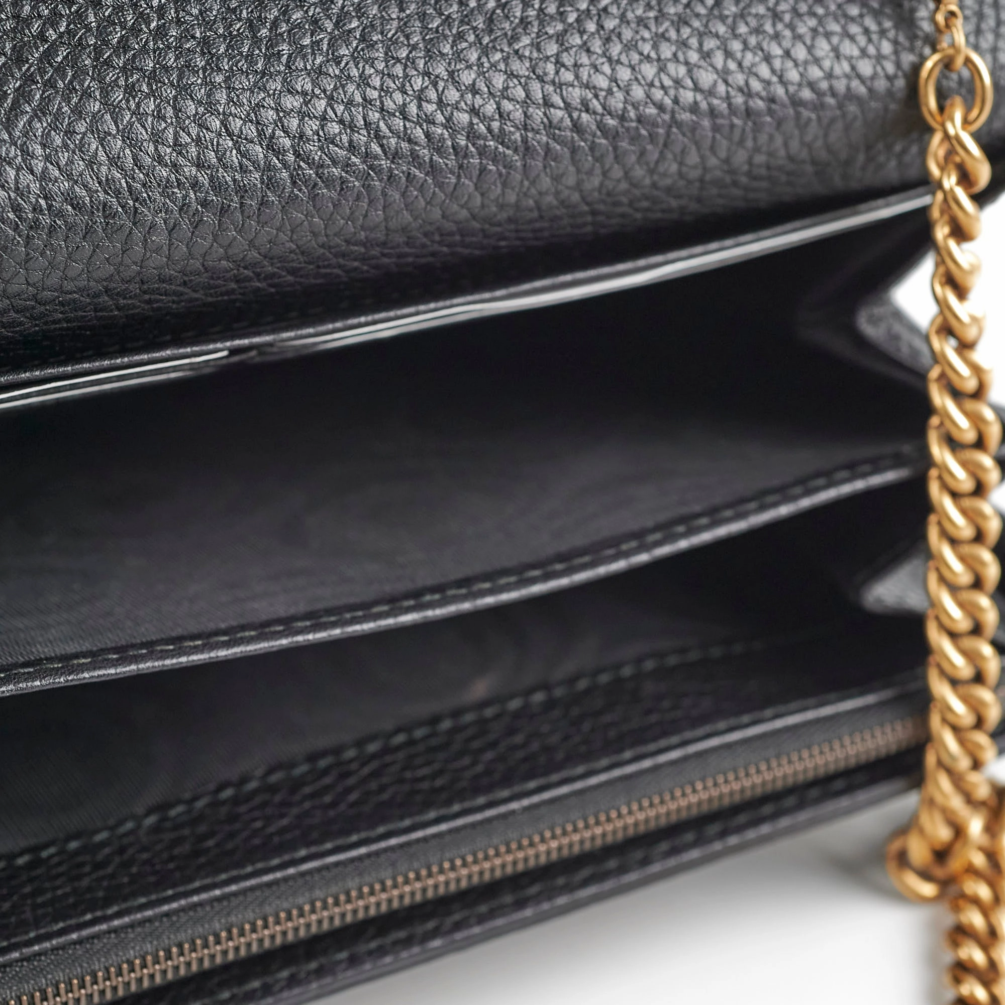 Gucci Marmont Black Leather Wallet On Chain WOC
