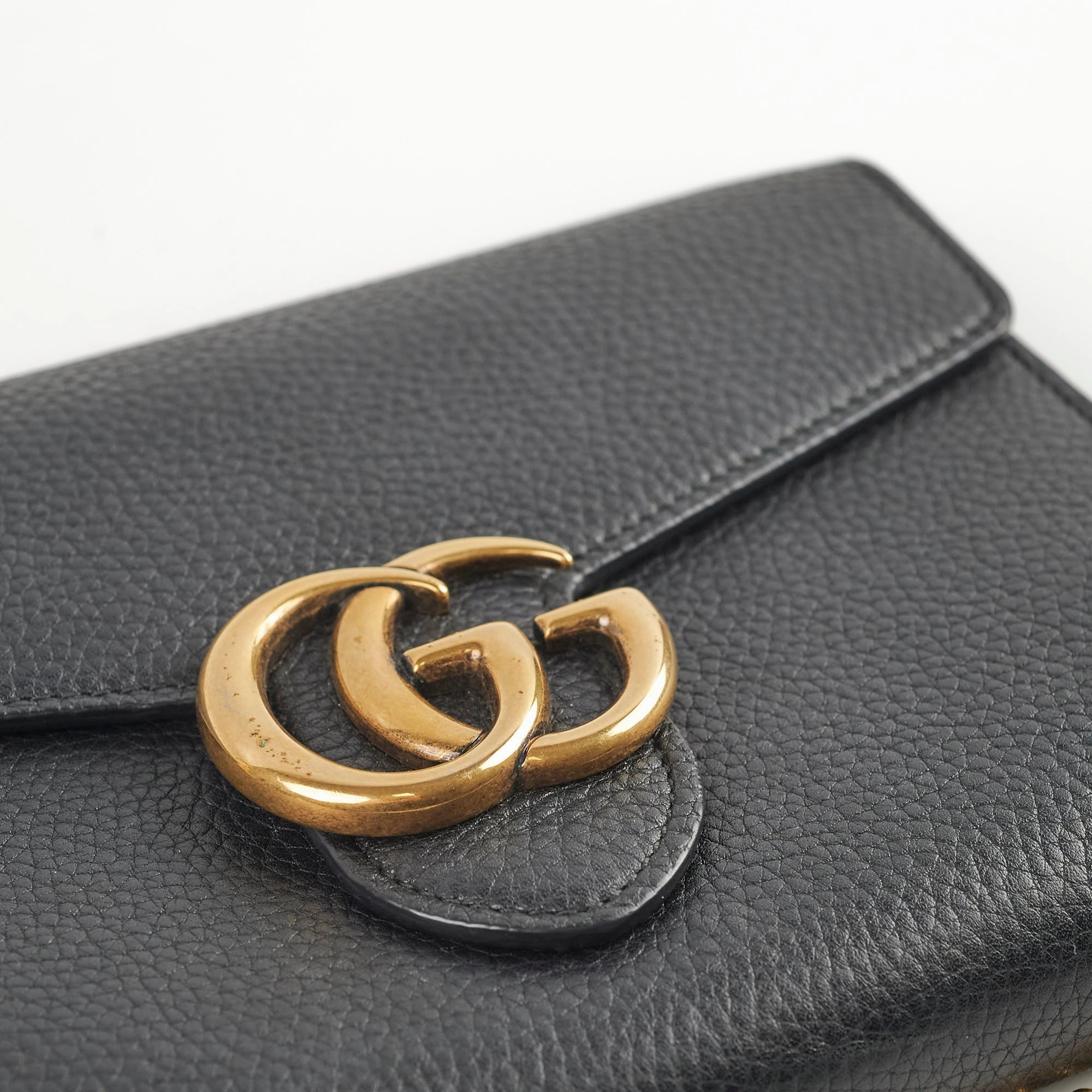 Gucci Marmont Black Leather Wallet On Chain WOC