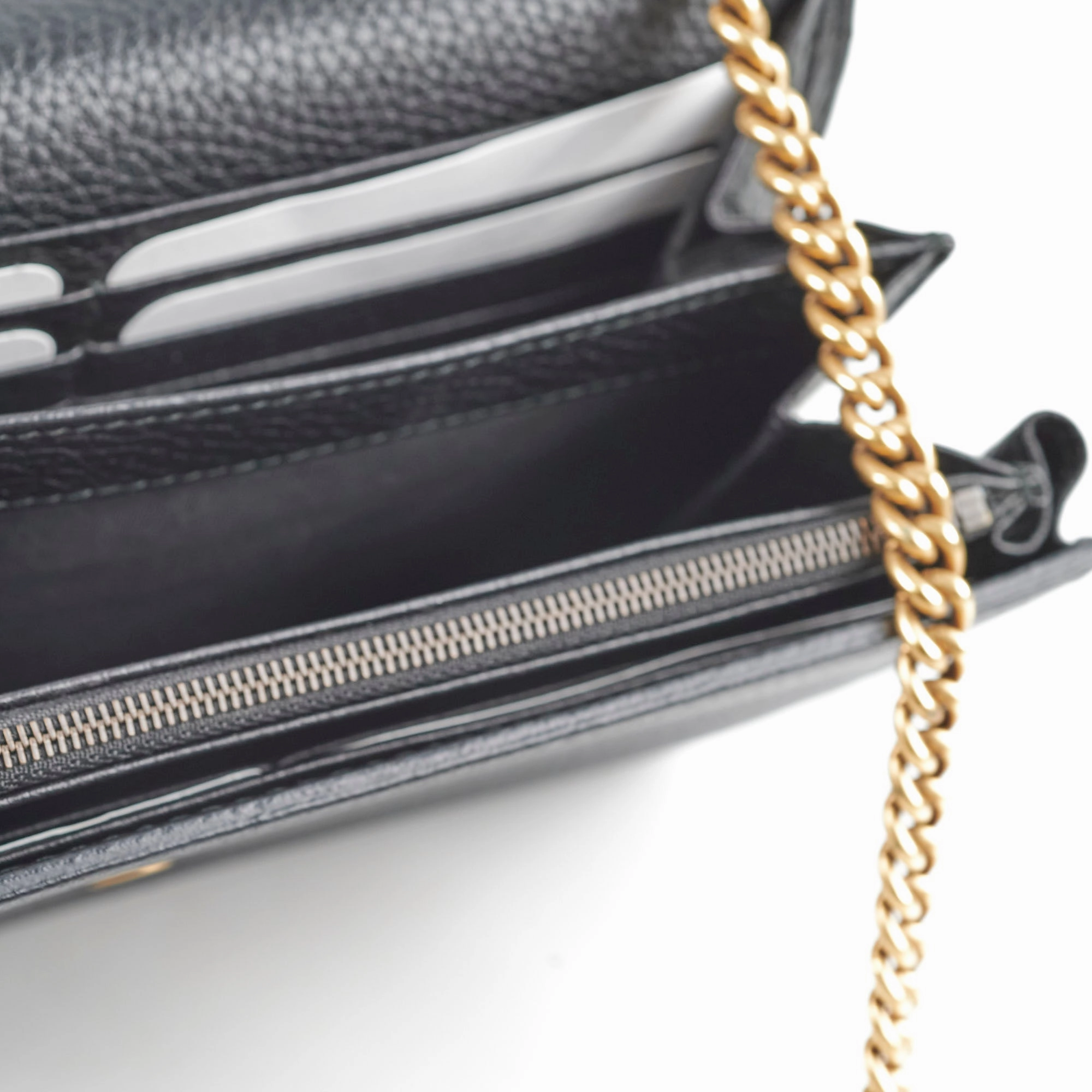 Gucci Marmont Black Leather Wallet On Chain WOC