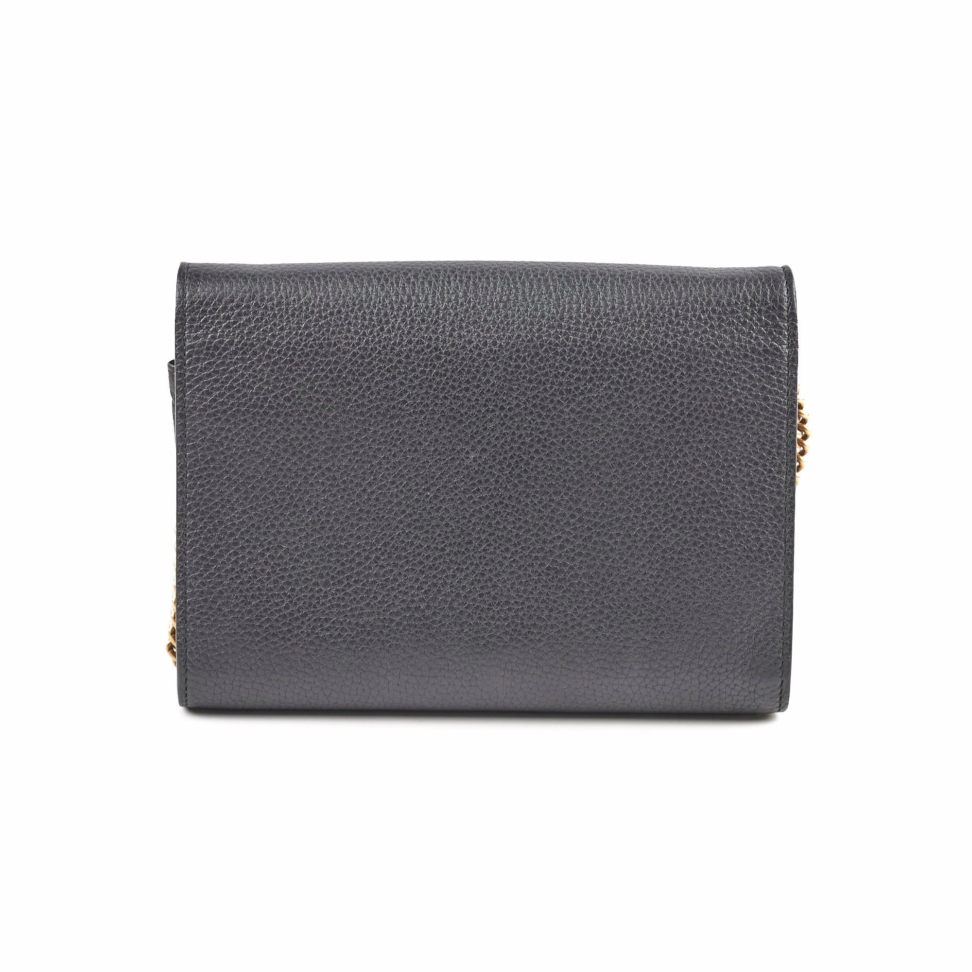 Gucci Marmont Black Leather Wallet On Chain WOC
