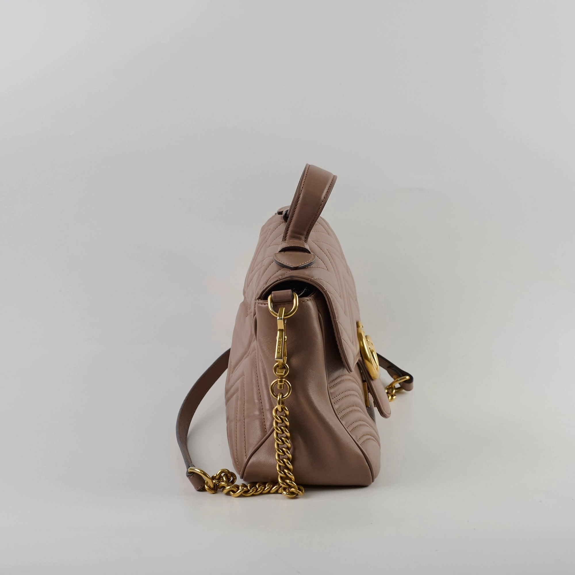 Gucci Medium GG Marmont Top Handle Dusty Pink