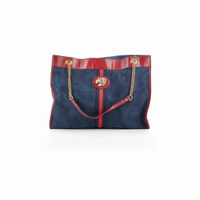 Gucci Rajah Suede Navy Shoulder Tote