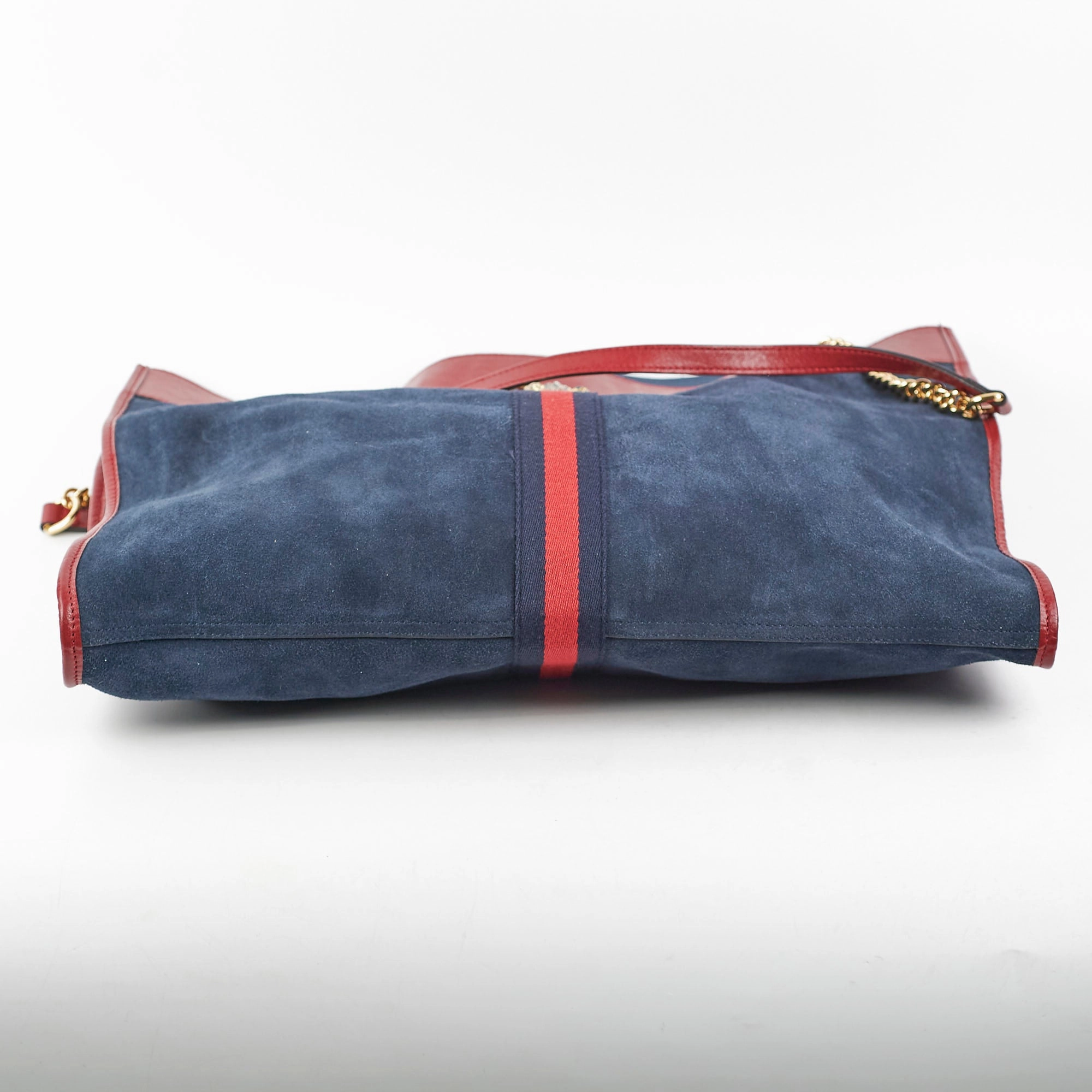 Gucci Rajah Suede Navy Shoulder Tote
