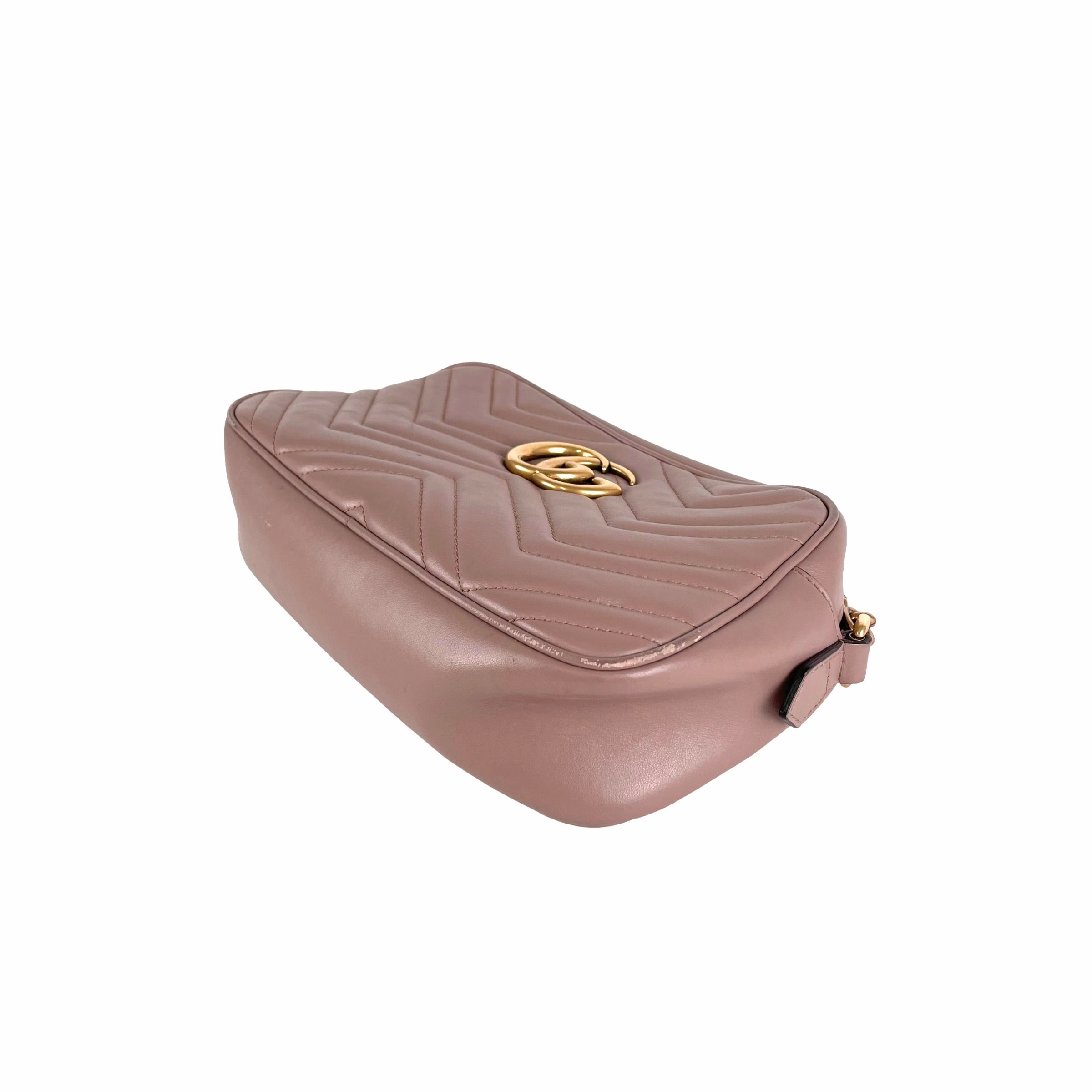 Gucci Small Marmont Camera Nude Crossbody Bag