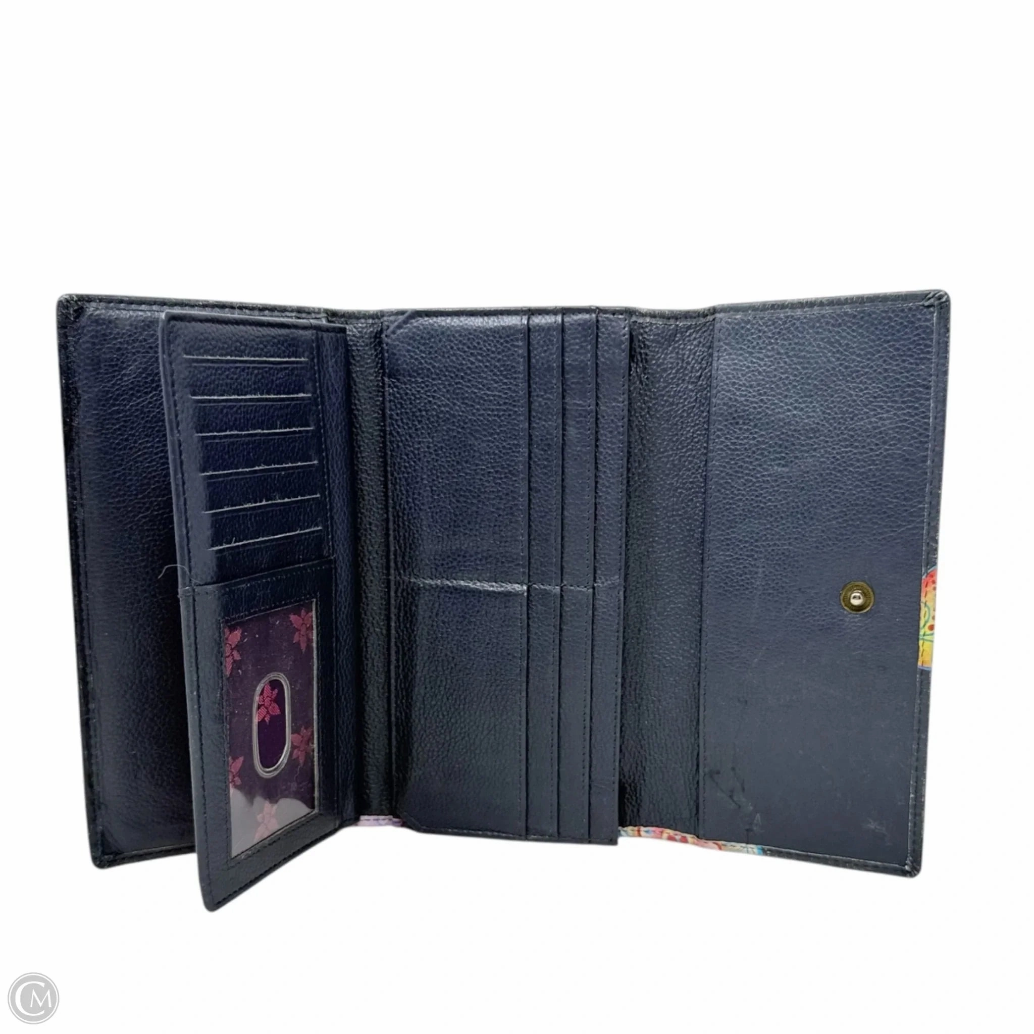 Hand-Painted Leather Three Fold Organizer Wallet  By Anuschka, Size: Large