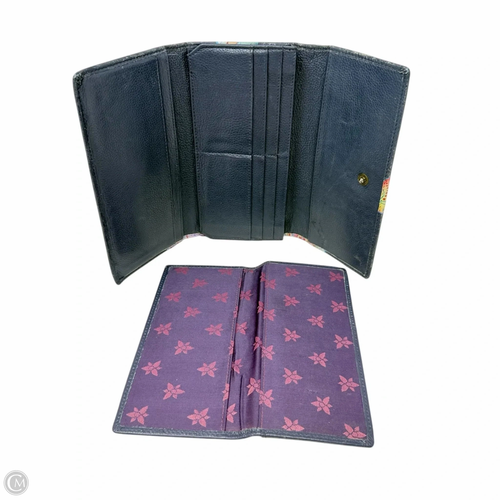Hand-Painted Leather Three Fold Organizer Wallet  By Anuschka, Size: Large