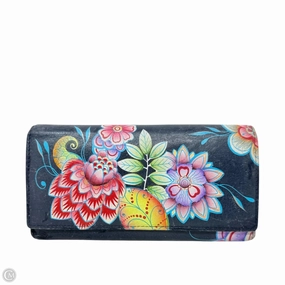 Hand-Painted Leather Three Fold Organizer Wallet  By Anuschka, Size: Large