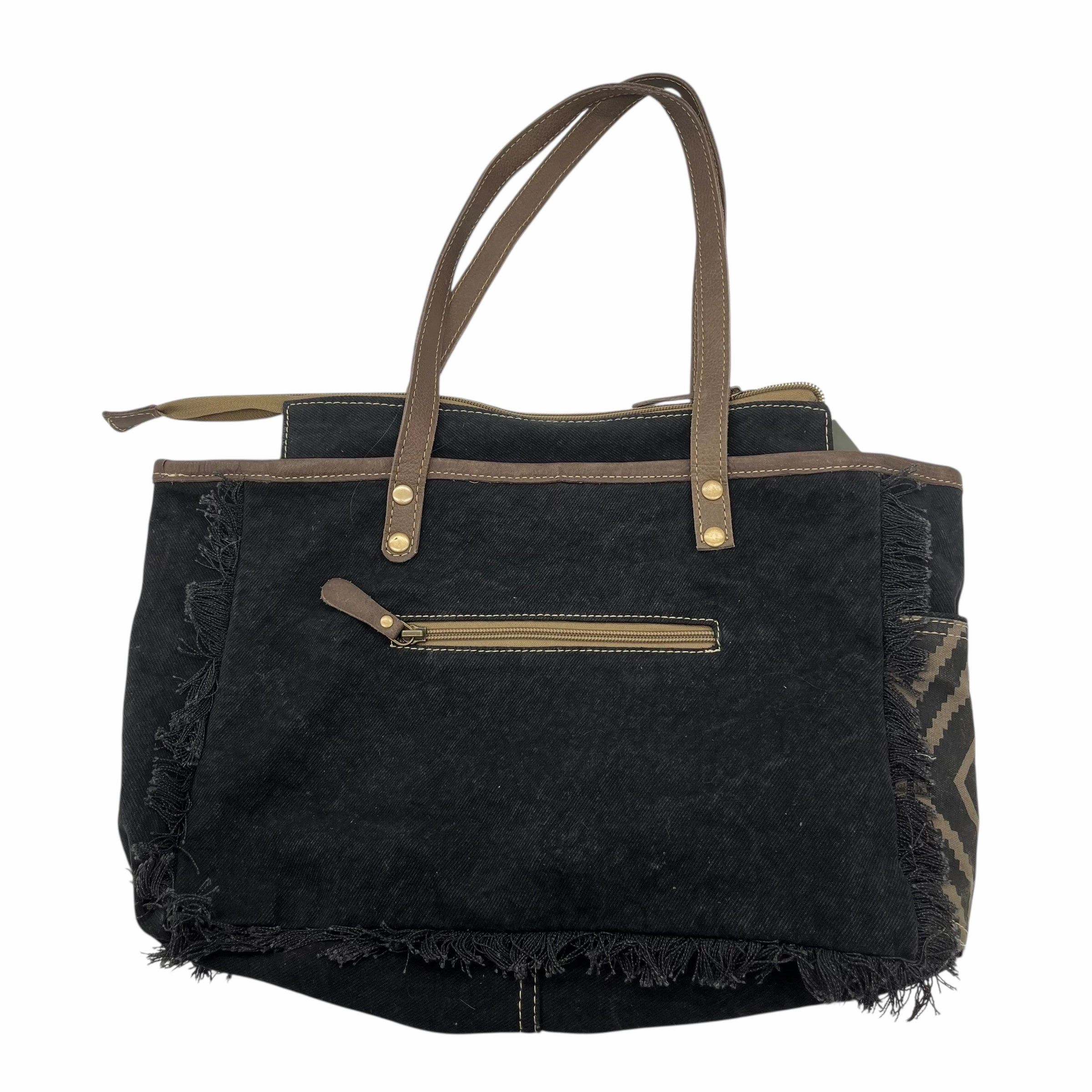 Handbag By Myra In Black & Brown, Size:Medium