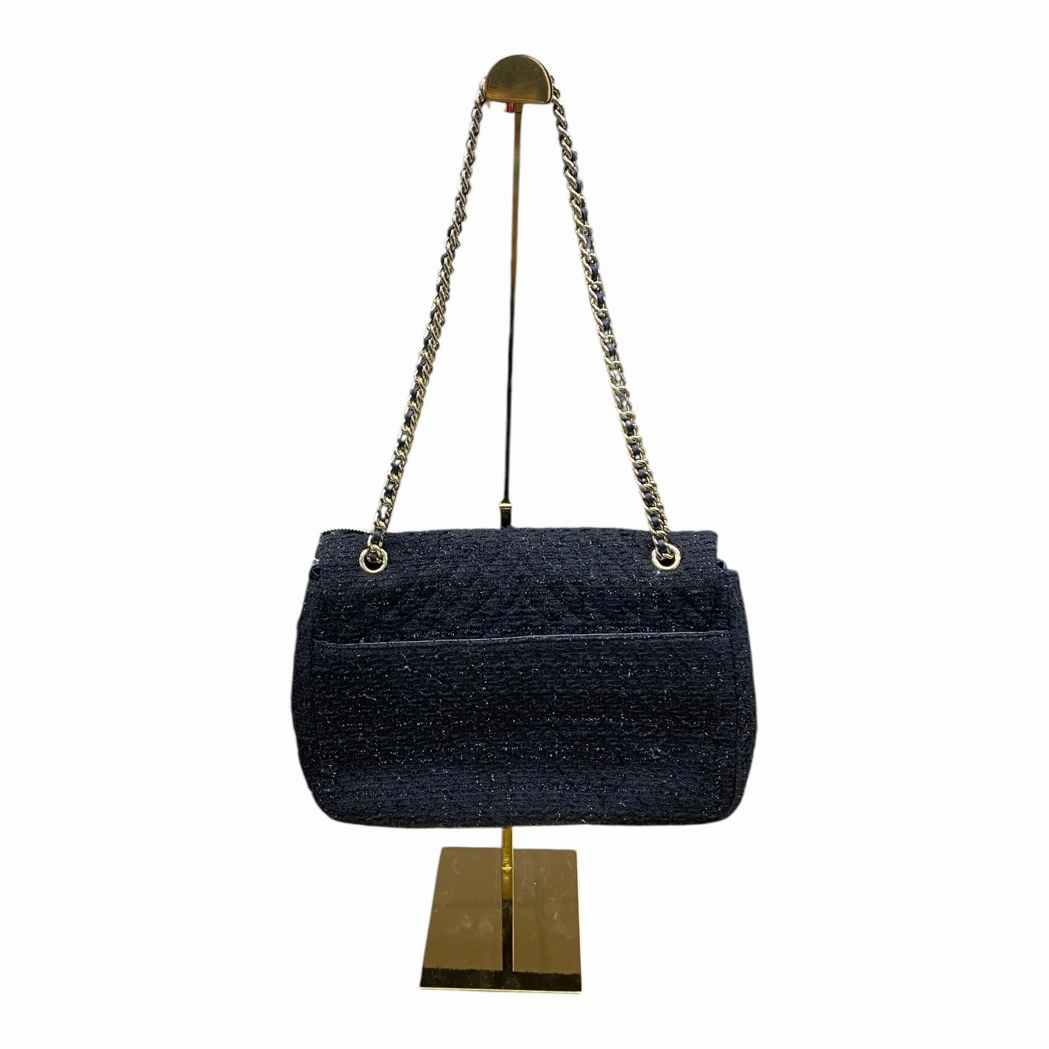 Handbag Designer By Karl Lagerfeld In Black & Gold, Size:Medium