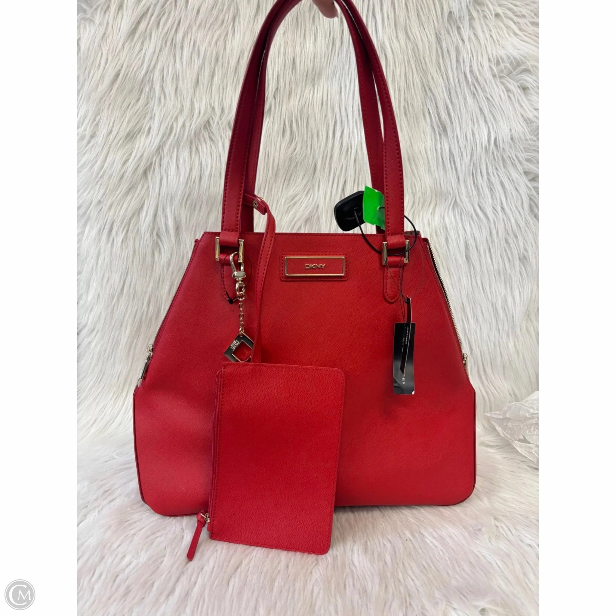 Handbag Leather By Dkny, Size: Large