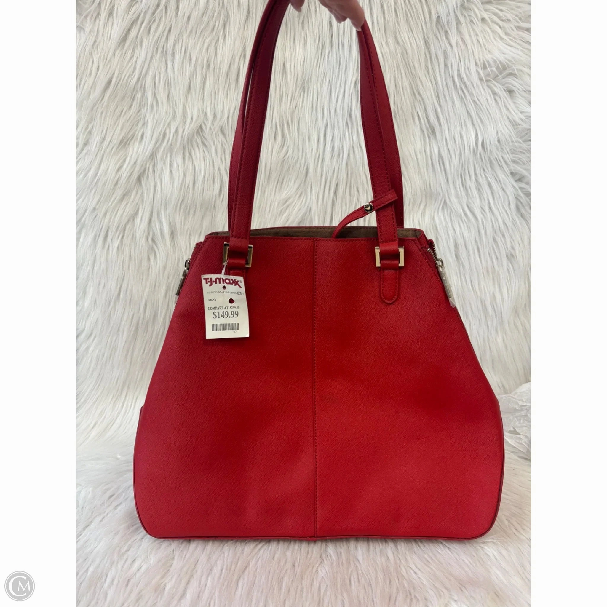 Handbag Leather By Dkny, Size: Large