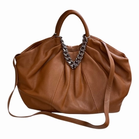 Handbag Leather By Vince Camuto In Brown, Size:Large