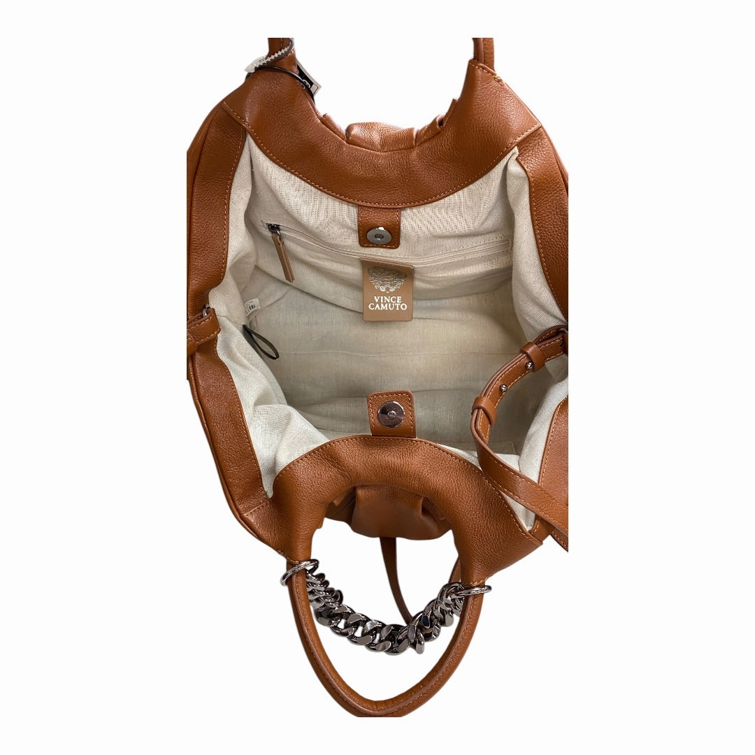 Handbag Leather By Vince Camuto In Brown, Size:Large