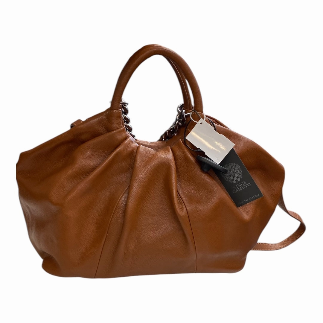Handbag Leather By Vince Camuto In Brown, Size:Large