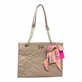 Heart Quilted Scarf Tote Handbag By Betsey Johnson, Size: Large
