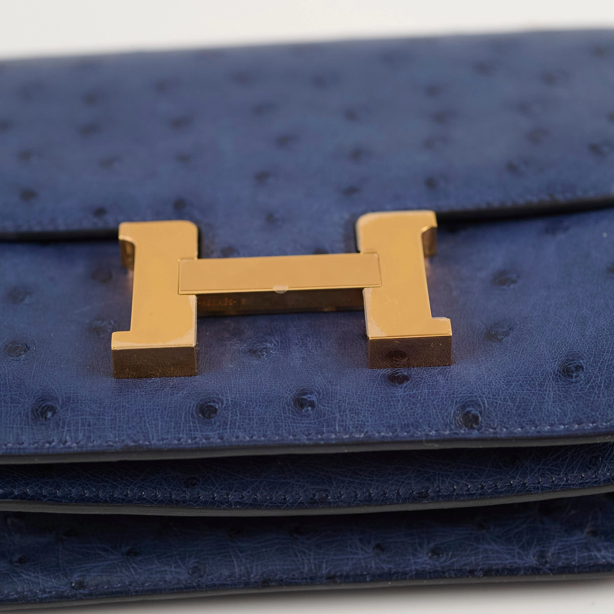Hermes 18 Constance Bleu Saphir Ostrich Z Stamp
