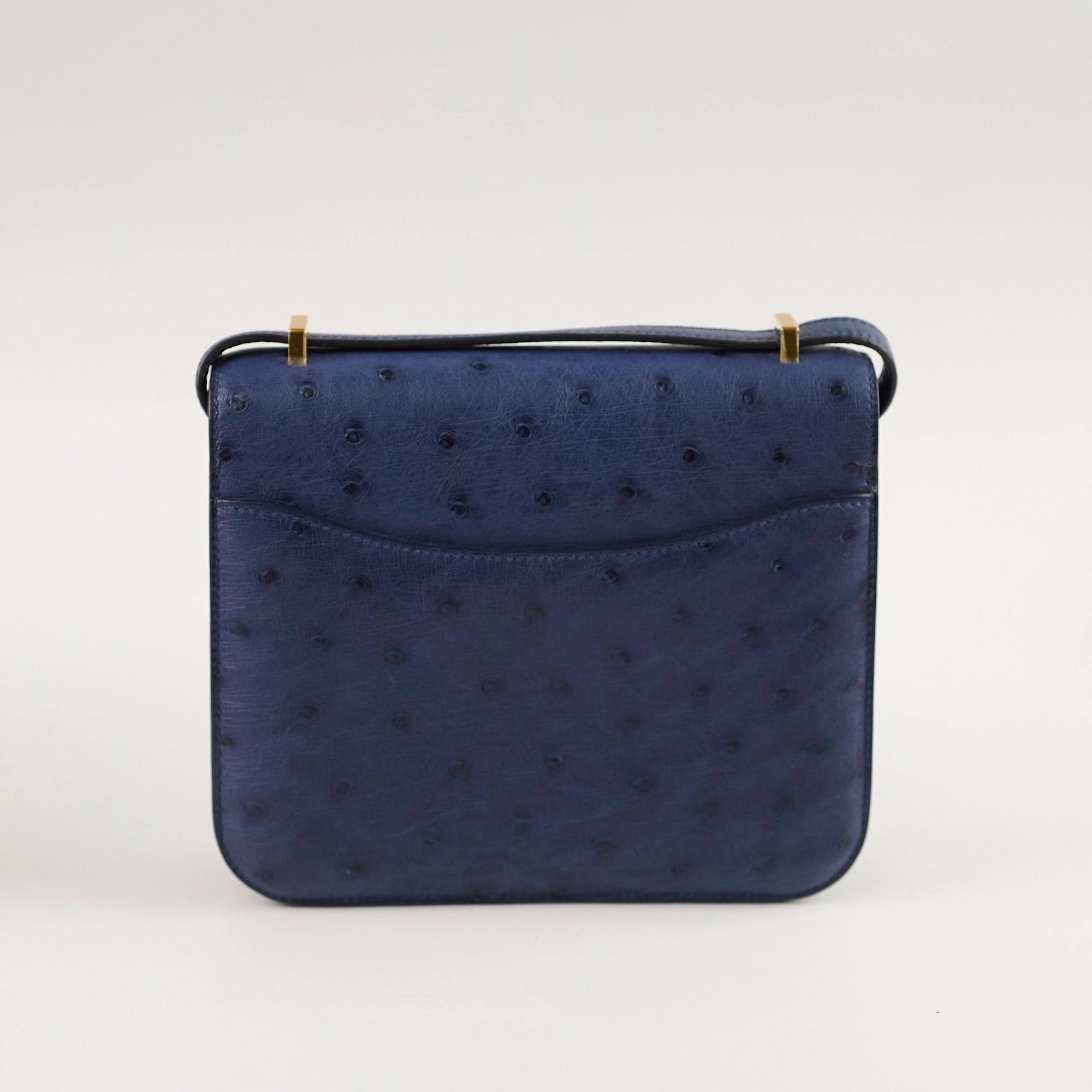 Hermes 18 Constance Bleu Saphir Ostrich Z Stamp