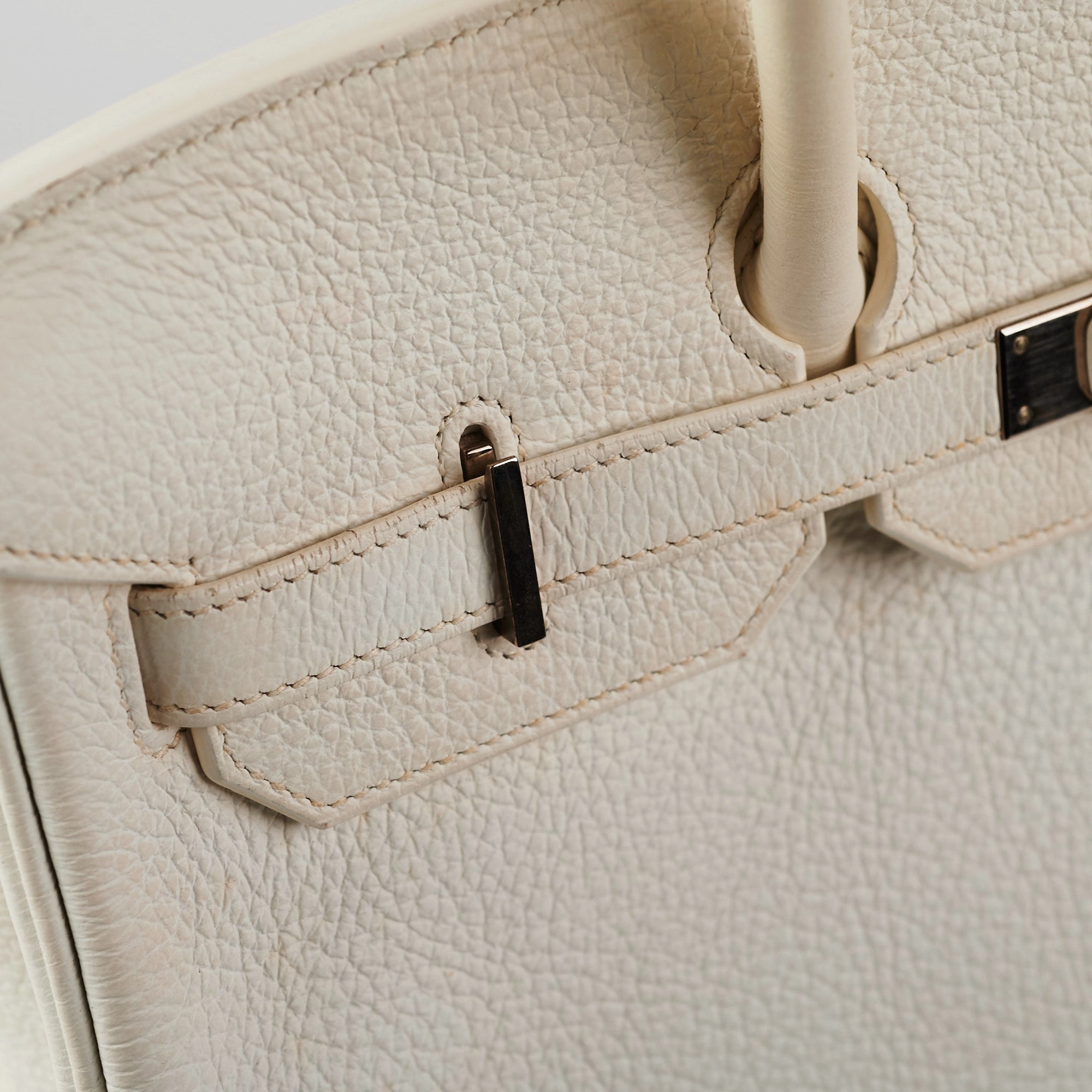 Hermes Birkin 35 Clemence White Stamp P Square (2012)
