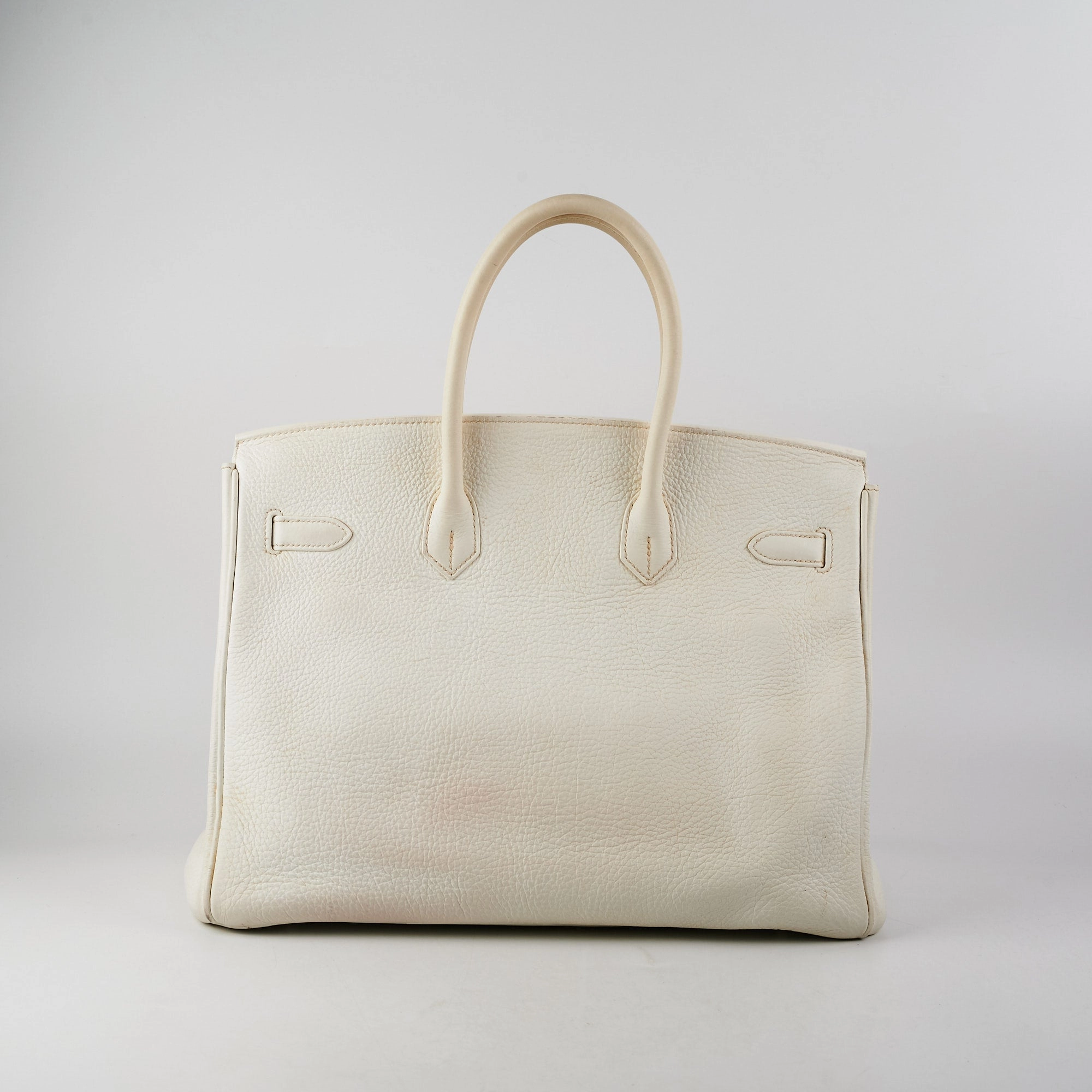 Hermes Birkin 35 Clemence White Stamp P Square (2012)