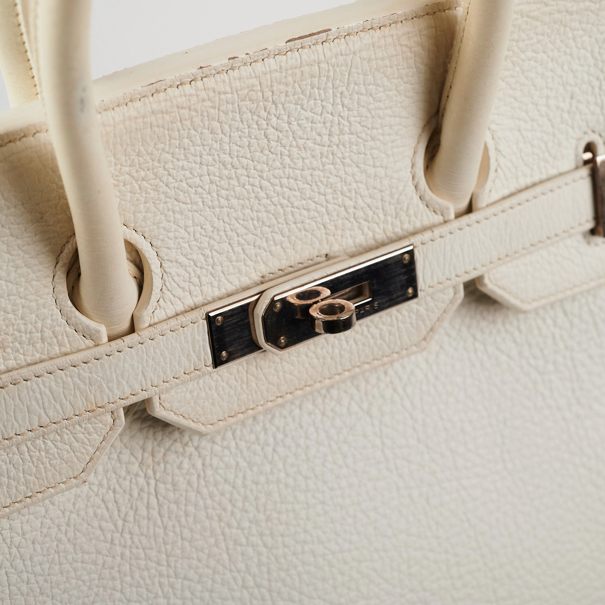 Hermes Birkin 35 Clemence White Stamp P Square (2012)
