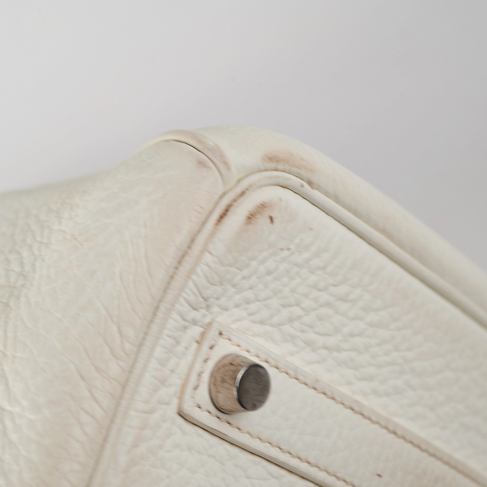 Hermes Birkin 35 Clemence White Stamp P Square (2012)