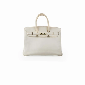 Hermes Birkin 35 Clemence White Stamp P Square (2012)