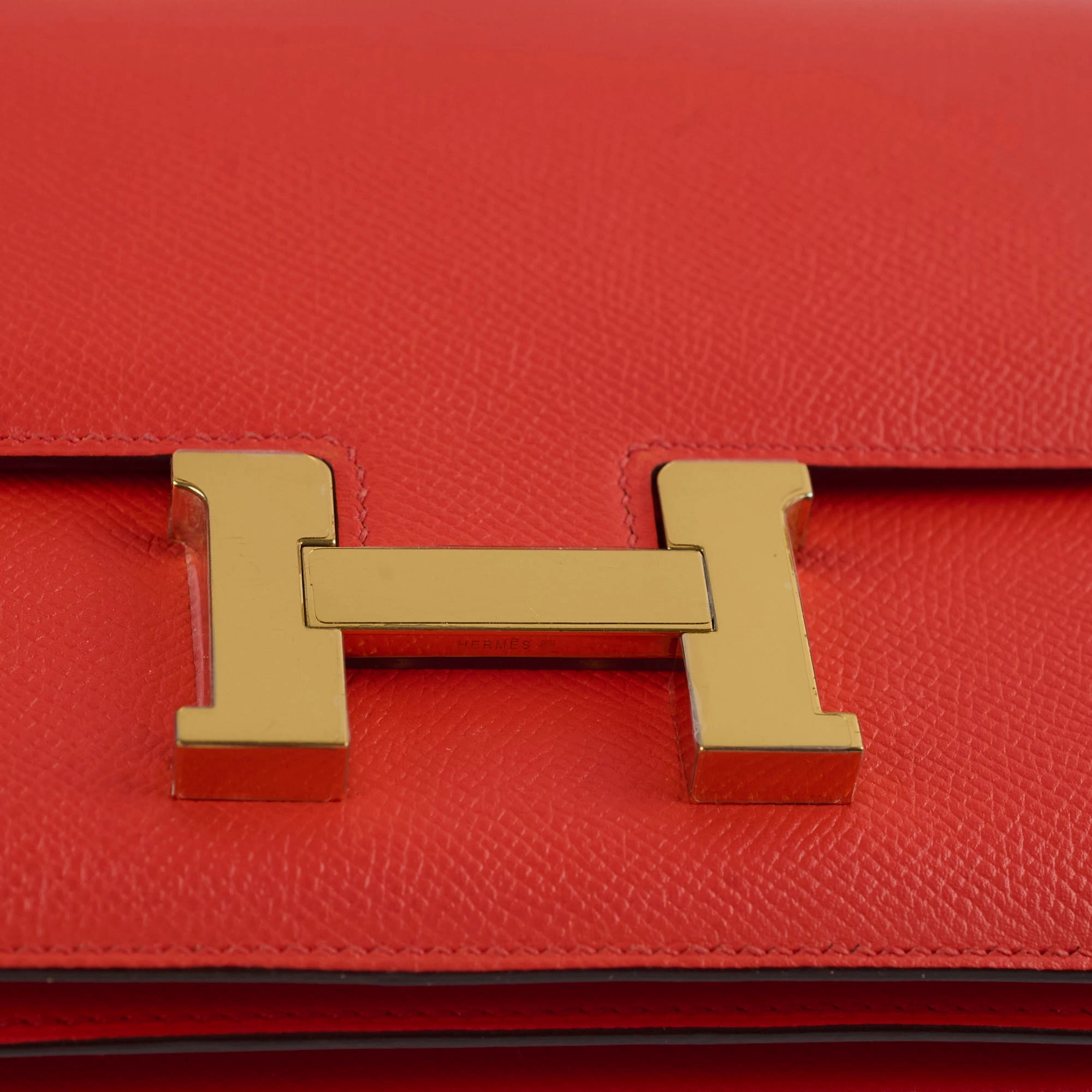 Hermes Constance 18 Epsom Orange Stamp T