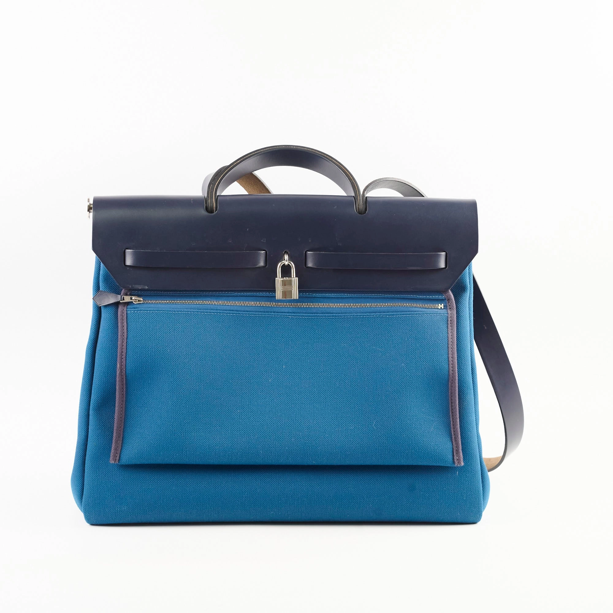 Hermes Herbag 39 Blue Indigo Retourne D stamp 2019