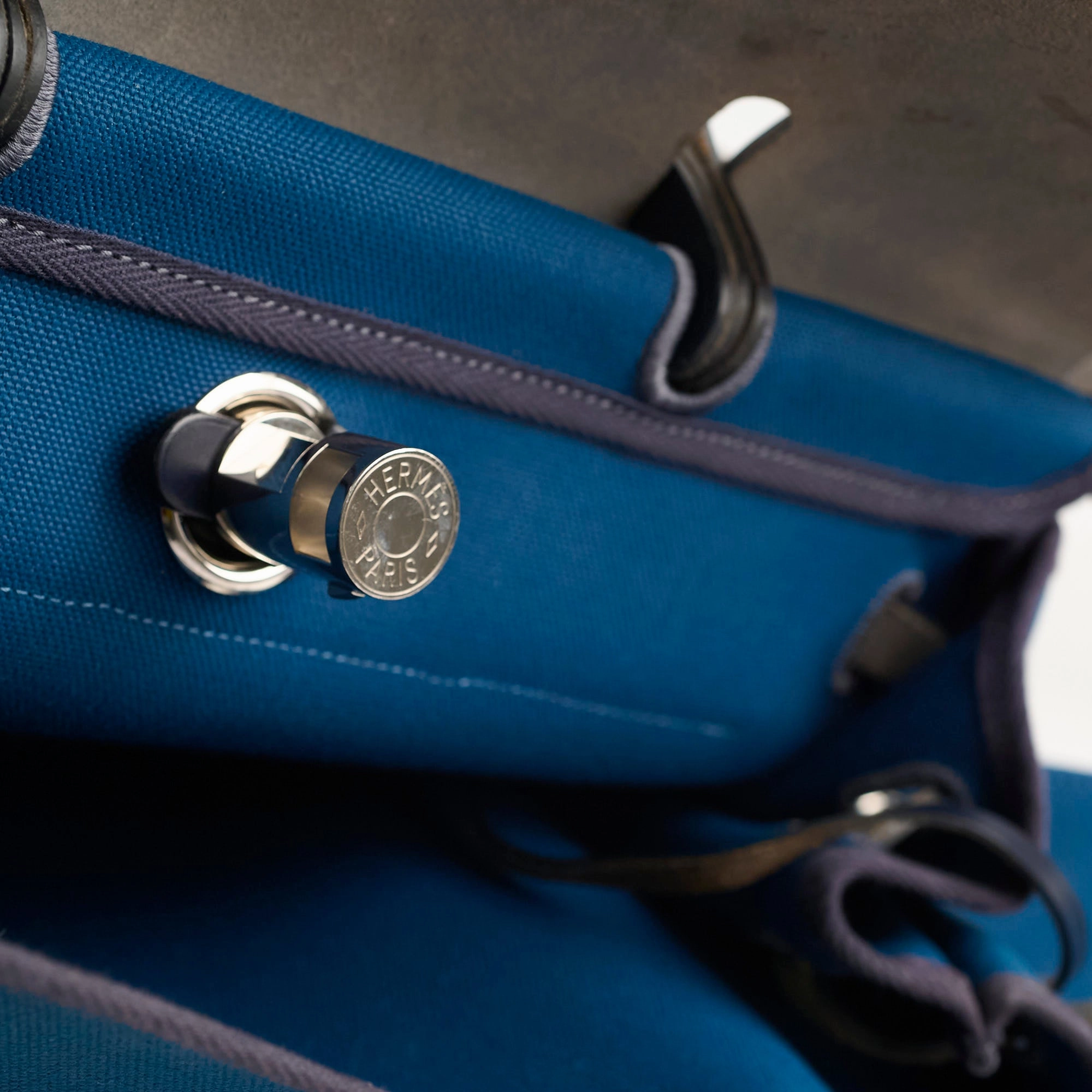 Hermes Herbag 39 Blue Indigo Retourne D stamp 2019