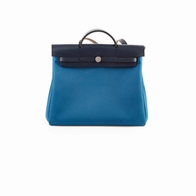 Hermes Herbag 39 Blue Indigo Retourne D stamp 2019